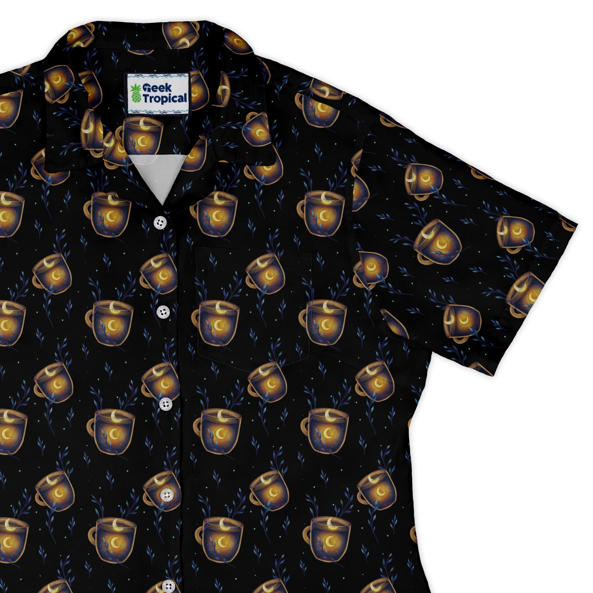 A Cup of Moonshine Curvy Button Up Shirt Geek Nerd 0925 All Adult Button Up Shirts Design by Episodic