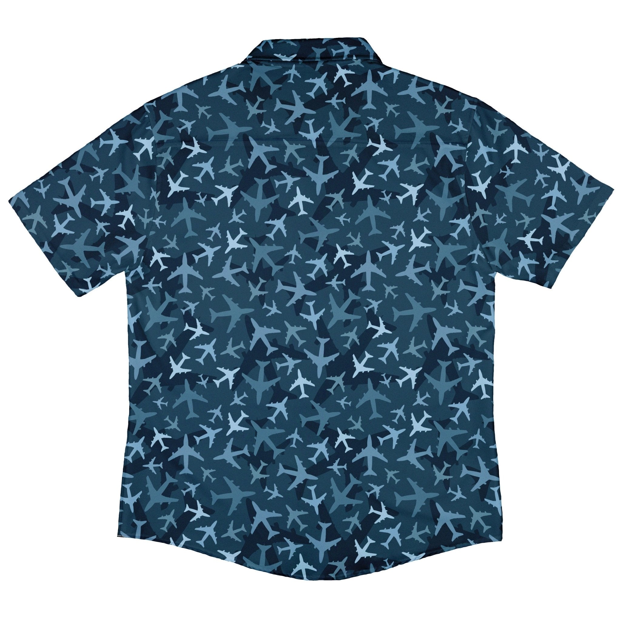 Airplanes Blue Camouflage Blue Button Up Shirt - adult sizing - aviation print -