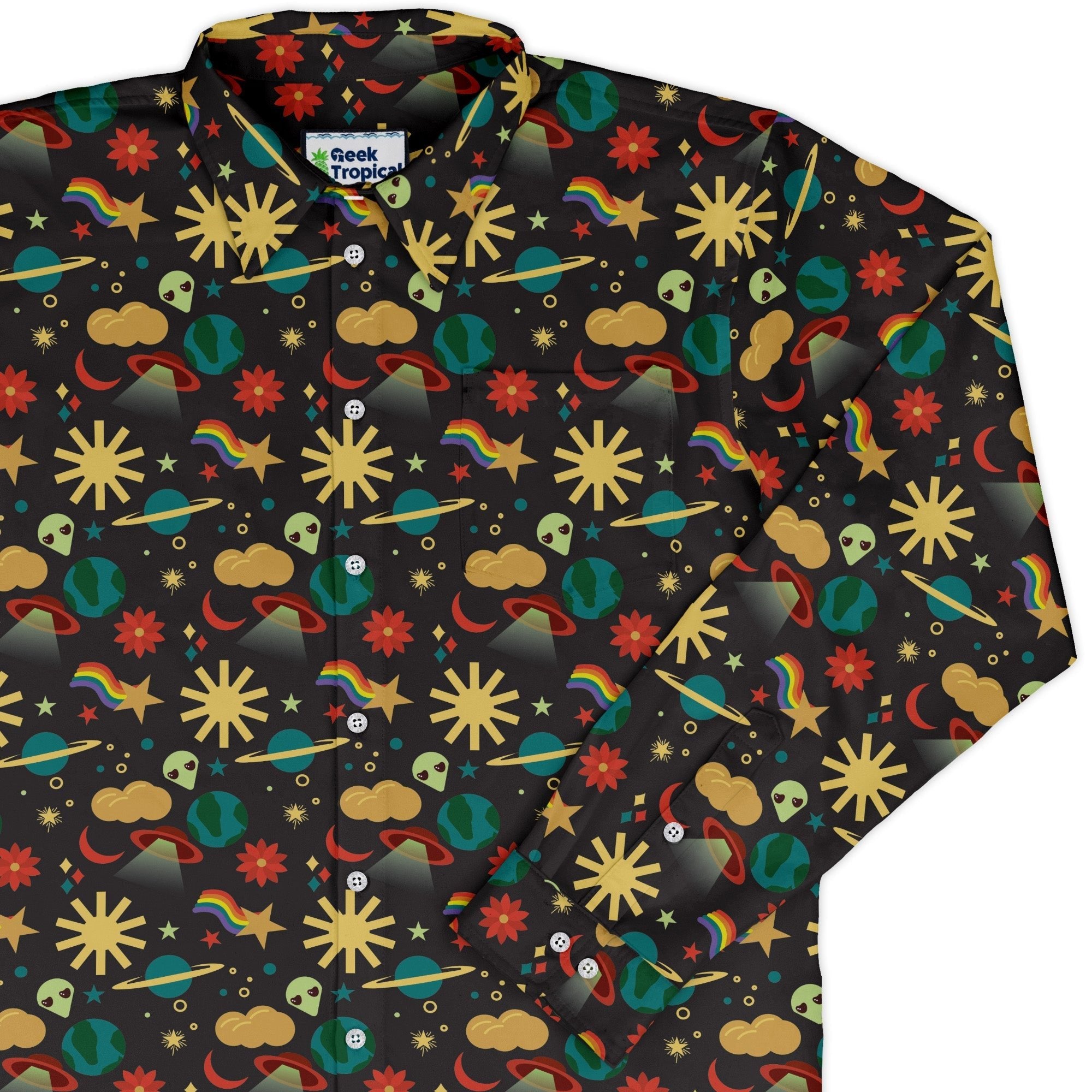 Alien Daydreams Long Sleeve Button Up Shirt Geek Nerd 0925 adult sizing All Adult Button Up Shirts