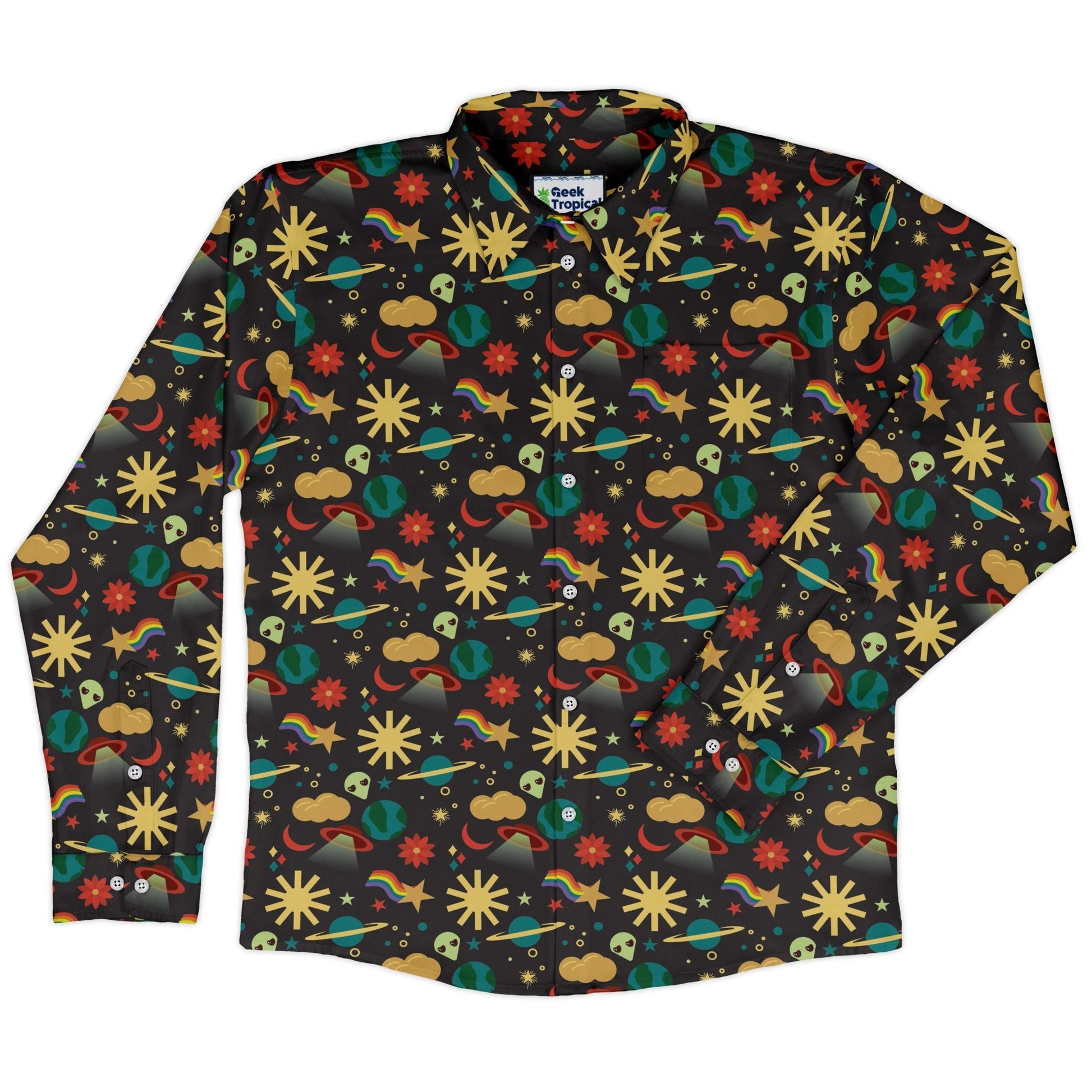Alien Daydreams Long Sleeve Button Up Shirt Geek Nerd 0925 adult sizing All Adult Button Up Shirts