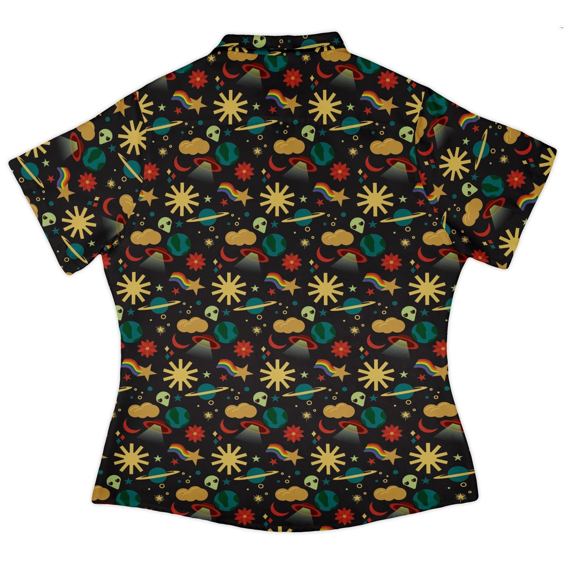 Alien Daydreams Curvy Button Up Shirt Geek Nerd 0925 All Adult Button Up Shirts Design by Heather Davenport