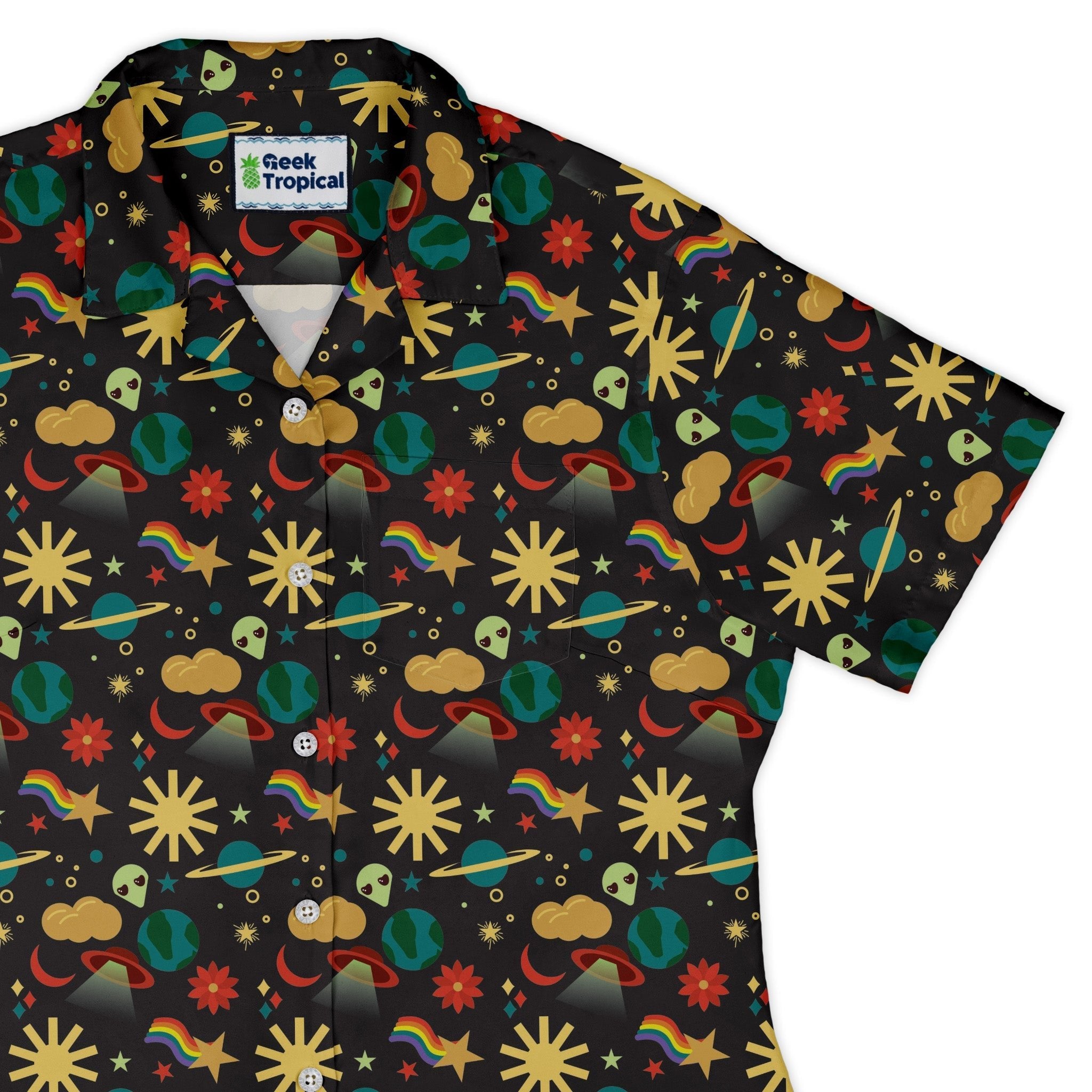 Alien Daydreams Curvy Button Up Shirt Geek Nerd 0925 All Adult Button Up Shirts Design by Heather Davenport