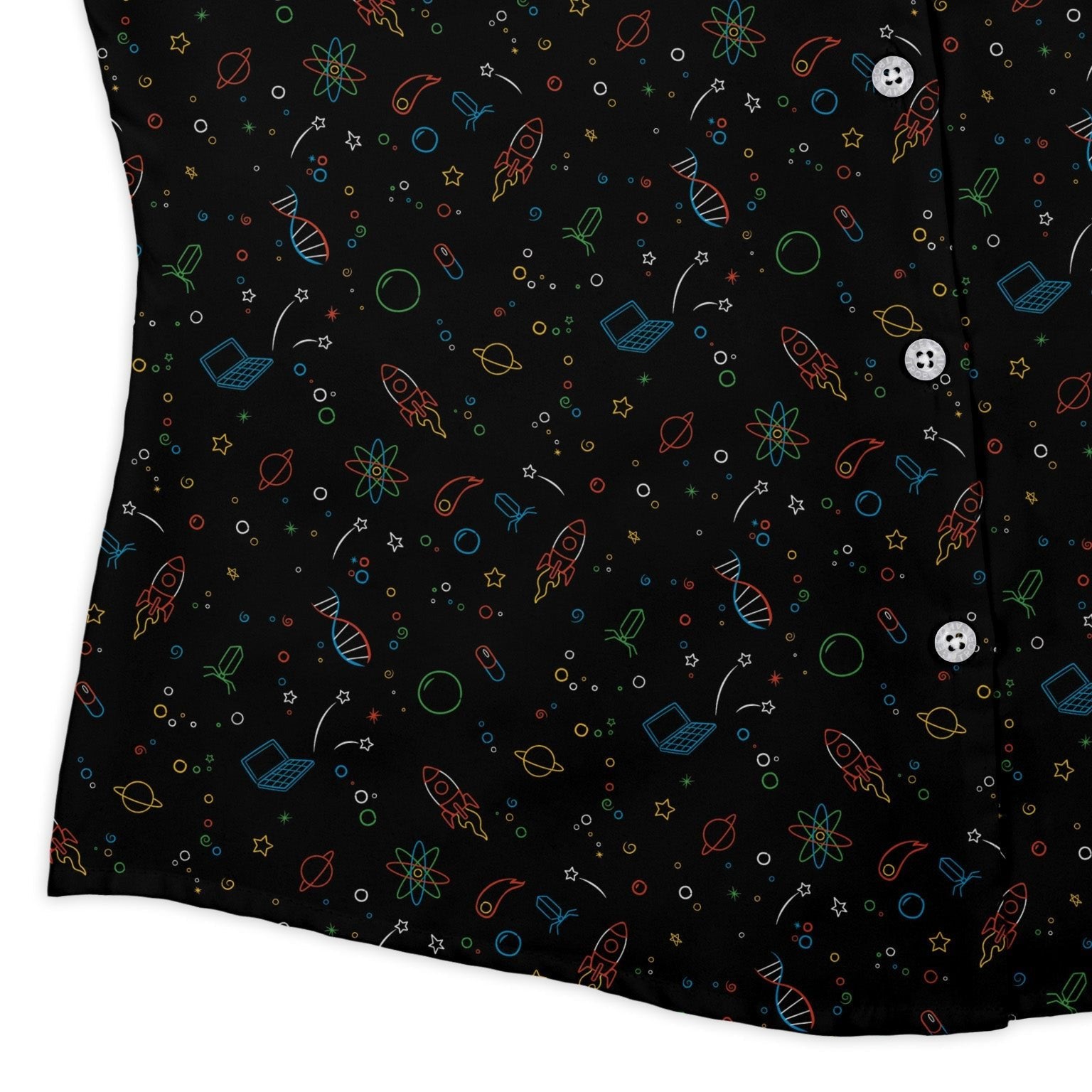 Always Science Icons Curvy Button Up Shirt Geek Nerd Design by Tobe Fonseca Q3 - 2 science print