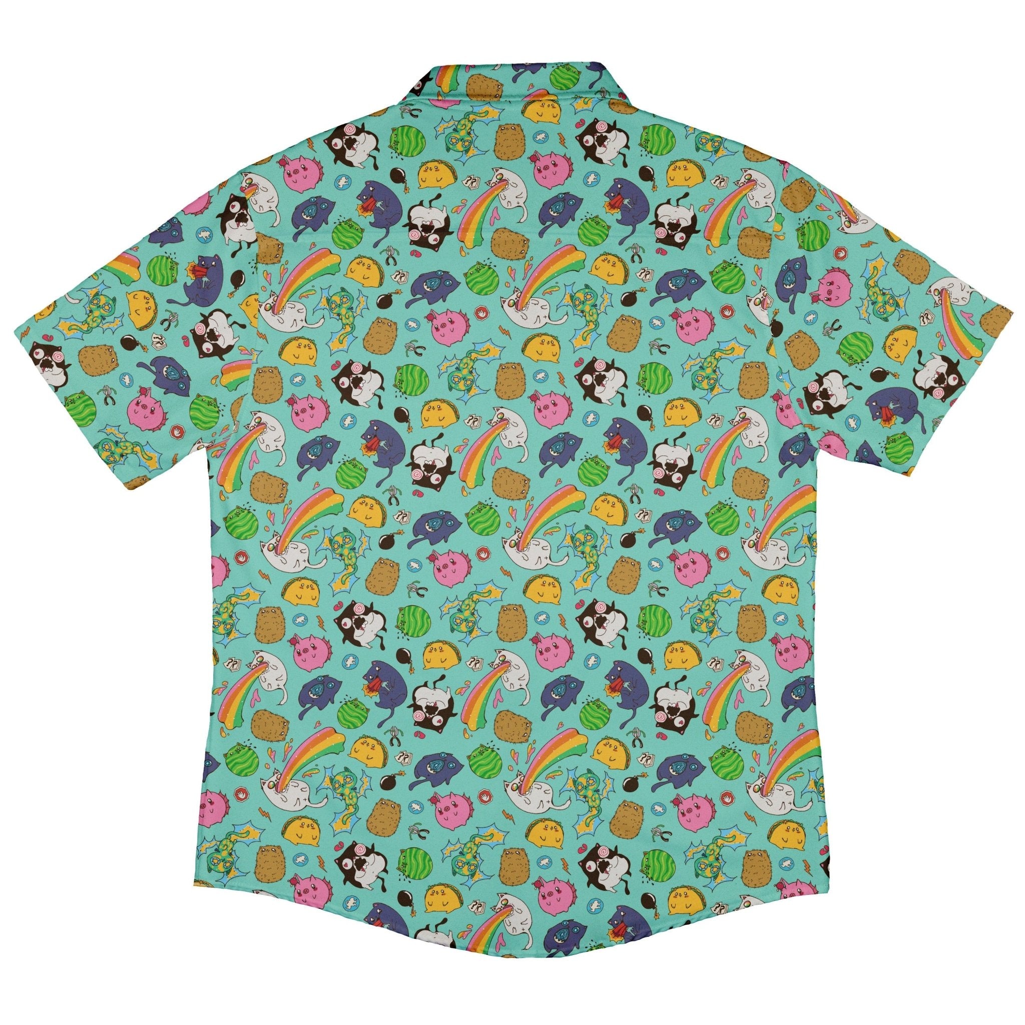 Anime Exploding Kittens Button Up Shirt - adult sizing - Animal Patterns - Anime
