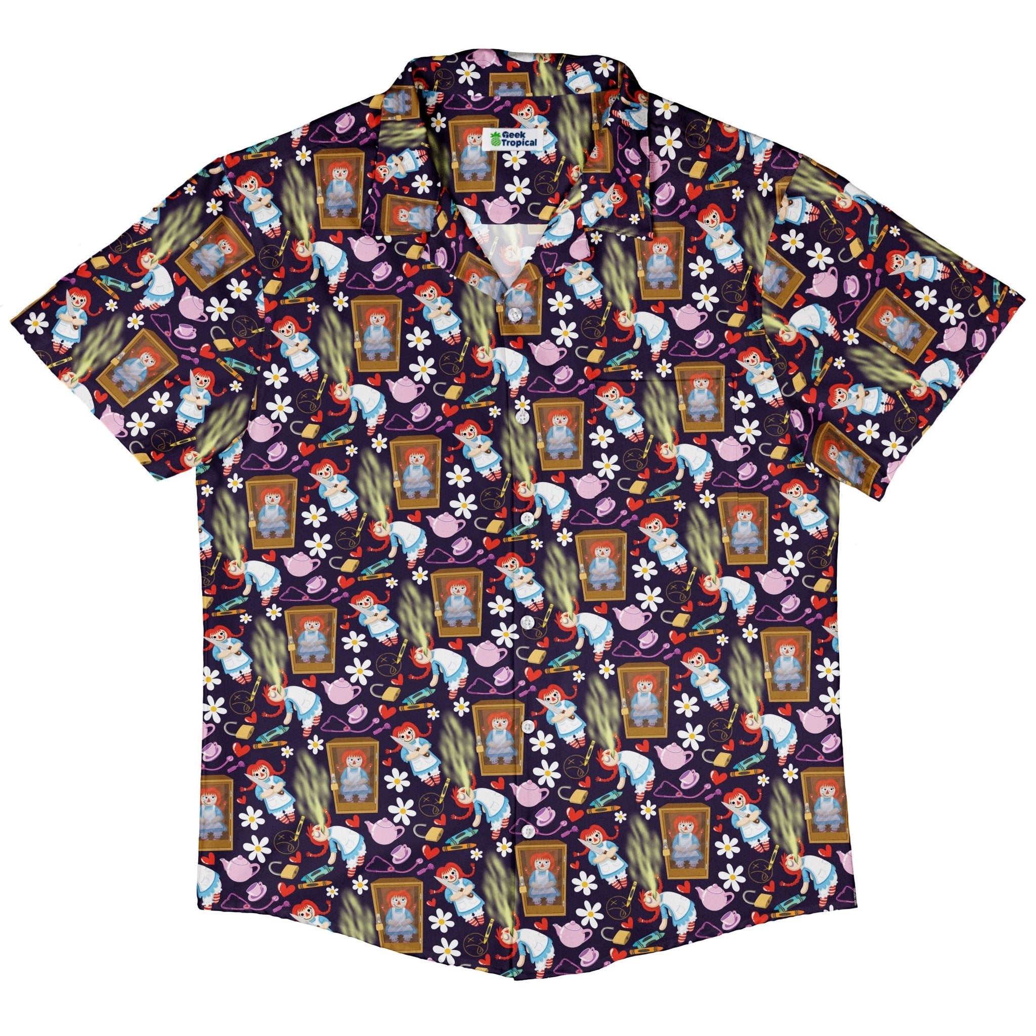 Annabelle Doll Button Up Shirt Geek Nerd 0925 adult sizing All Adult Button Up Shirts