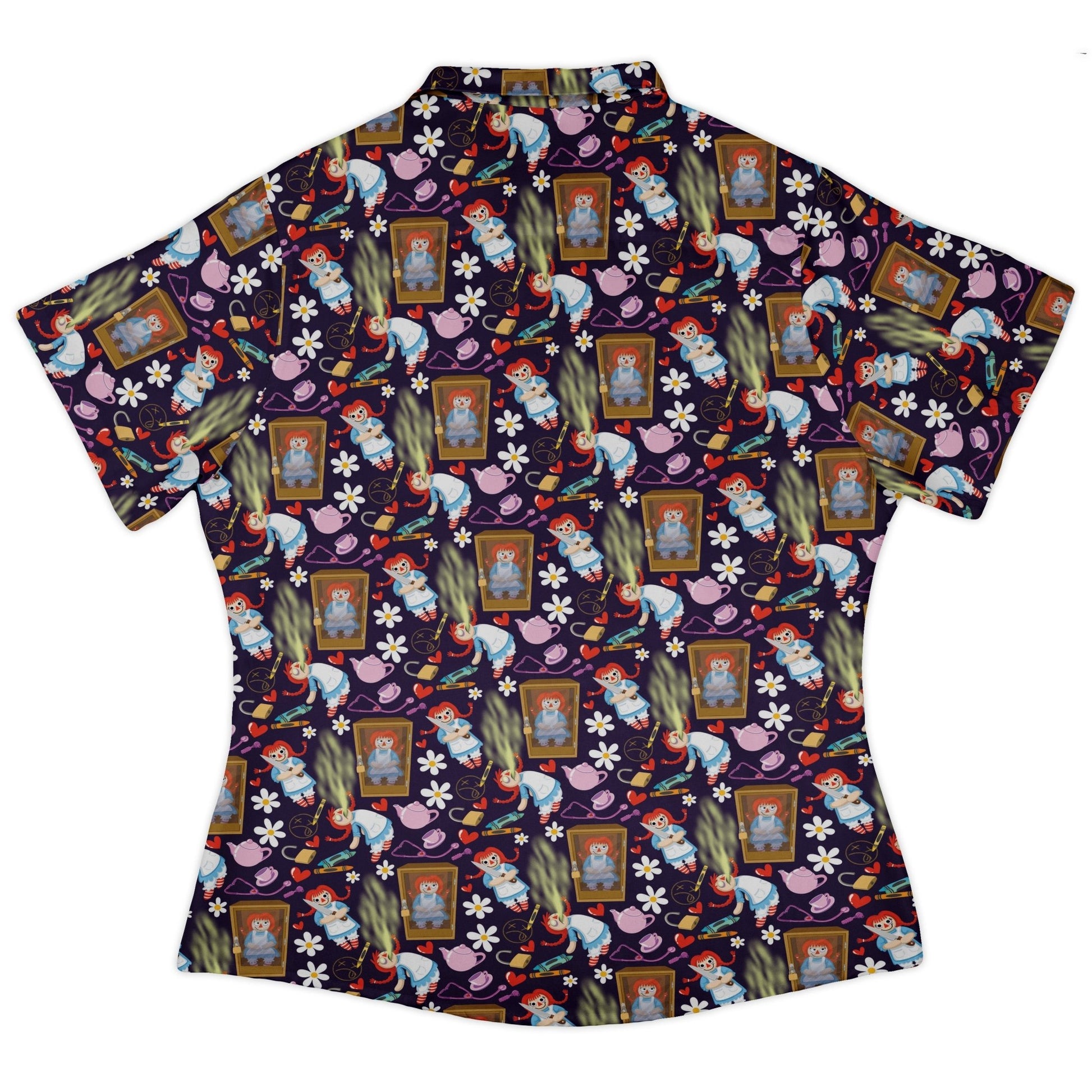 Annabelle Doll Curvy Button Up Shirt Geek Nerd 0925 All Adult Button Up Shirts Design by Julie Kitzes
