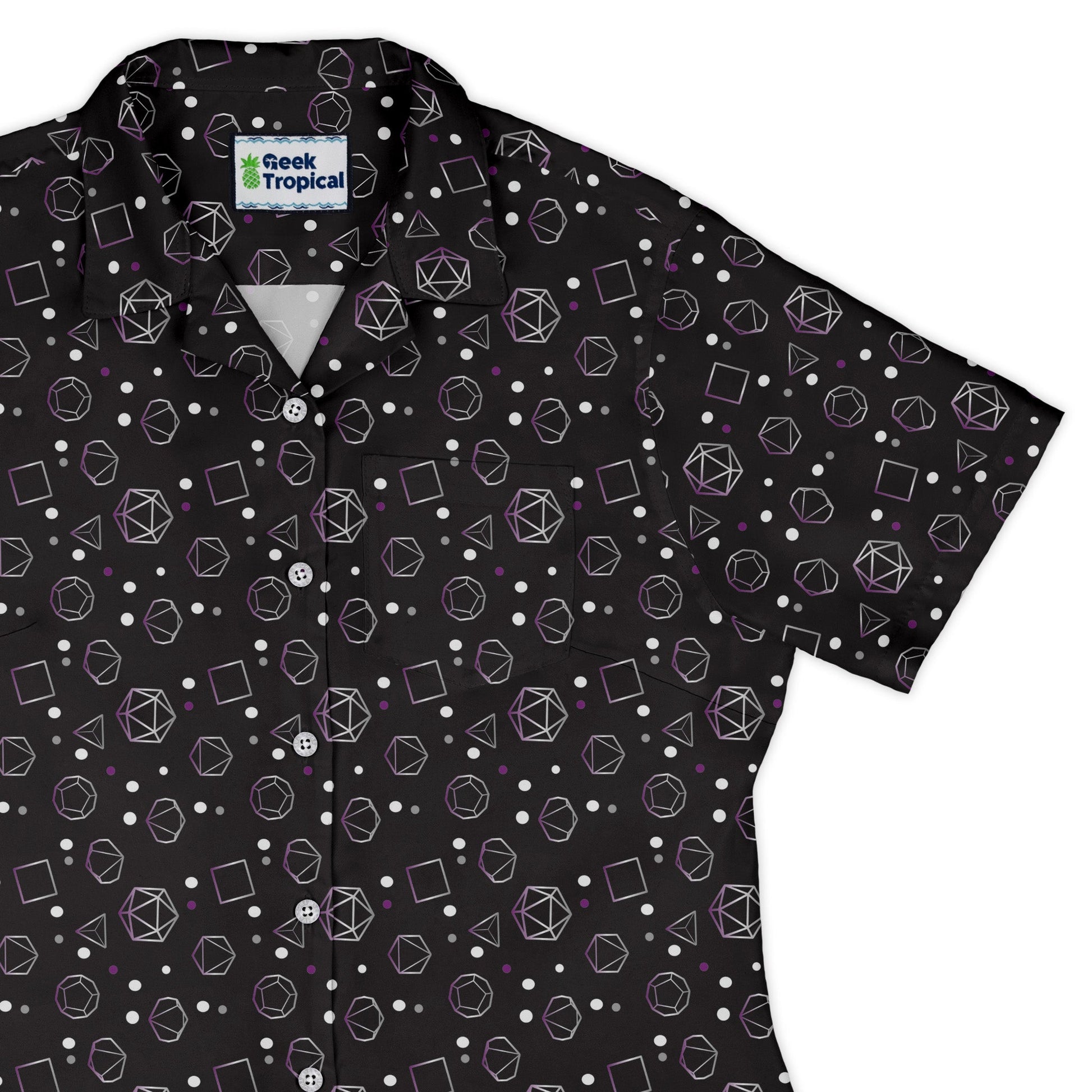 Asexual Pride Flag Dnd Dice Curvy Button Up Shirt Geek Nerd Design by Heather Davenport dnd & rpg print Pride Patterns
