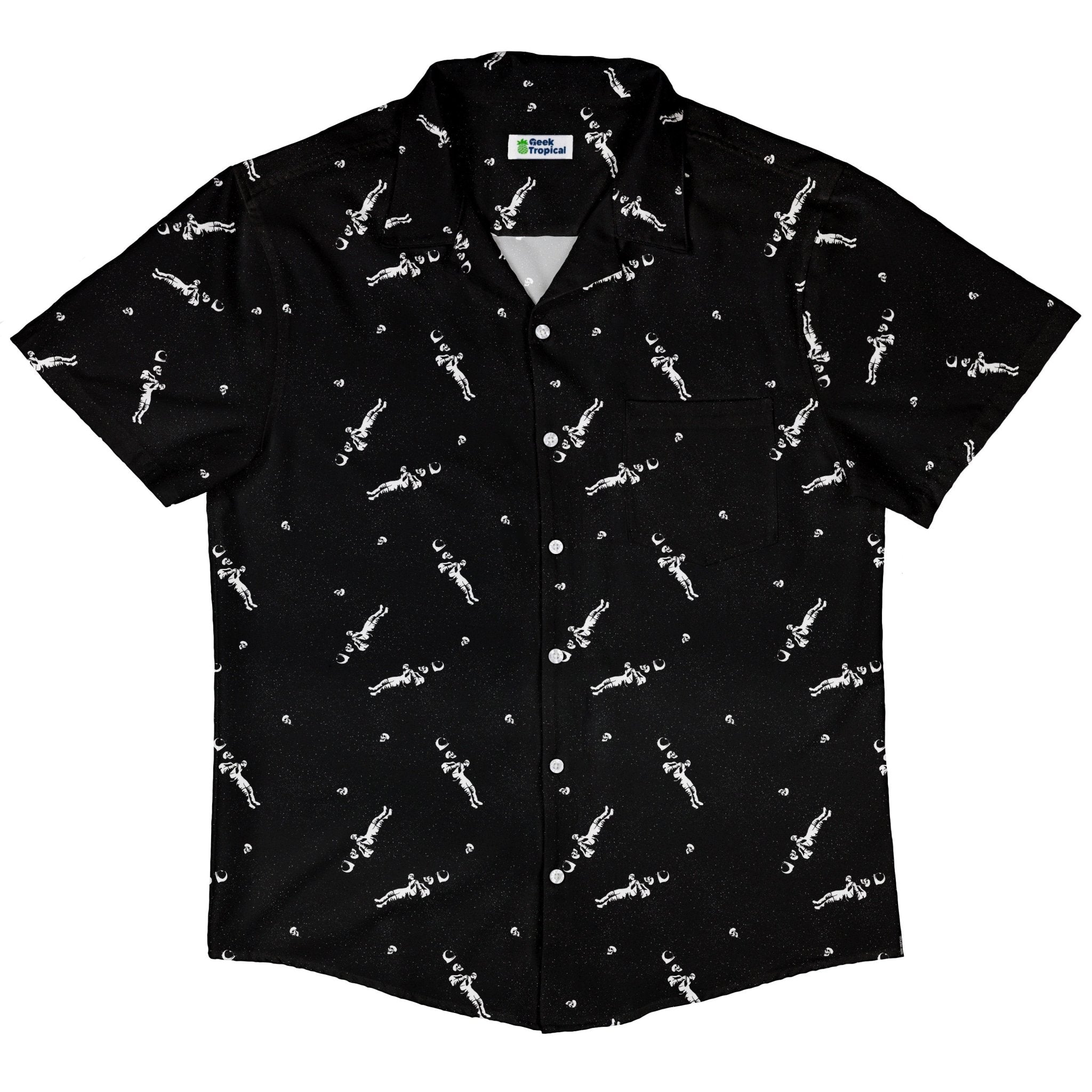 Astronaut Skeleton Button Up Shirt Geek Nerd 0925 adult sizing All Adult Button Up Shirts