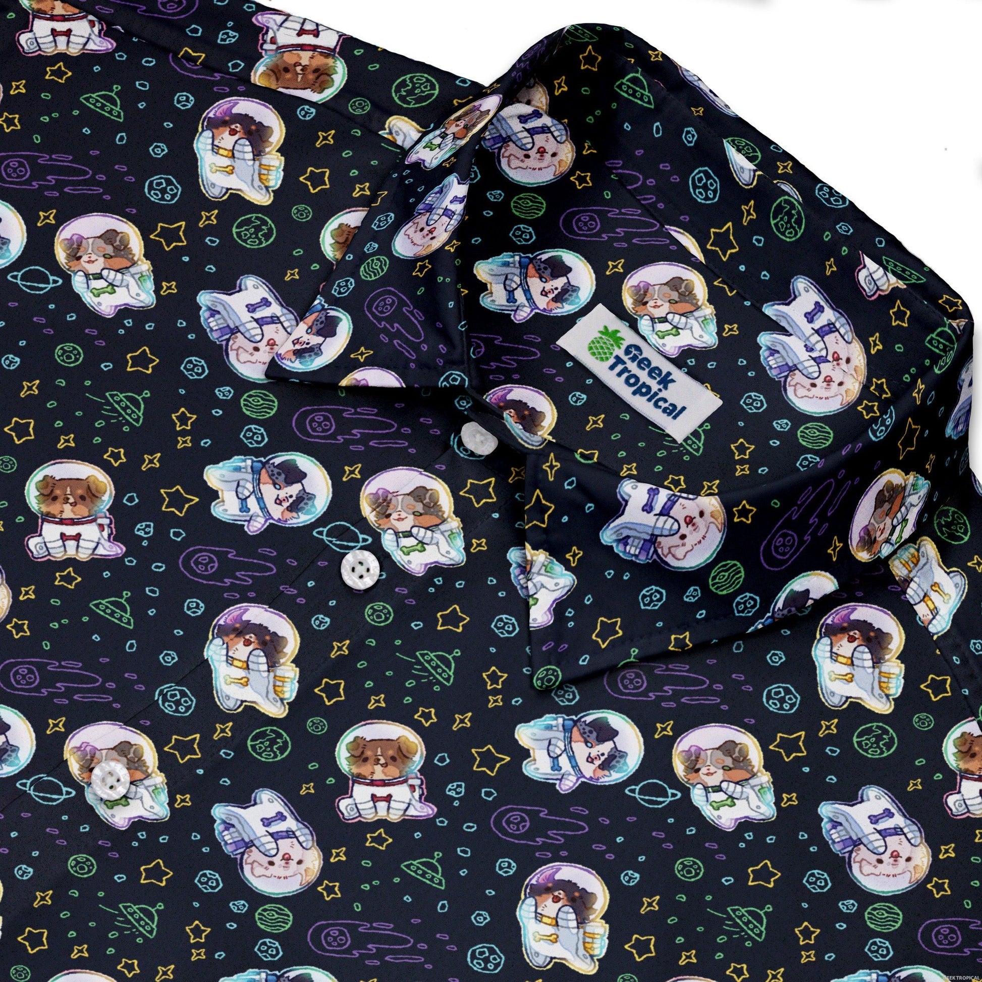 Aussie - Nauts Button Up Shirt Geek Nerd adult sizing Design by Ardi Tong outer space & astronaut print