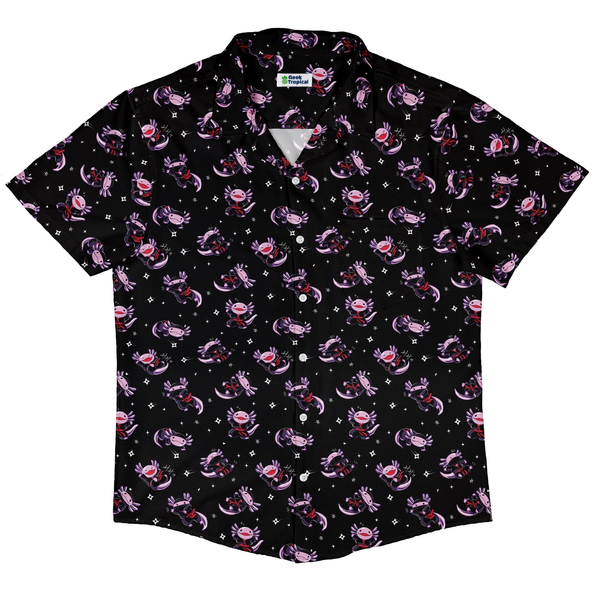 Axolotl Ninjas Button Up Shirt Geek Nerd 0925 adult sizing All Adult Button Up Shirts