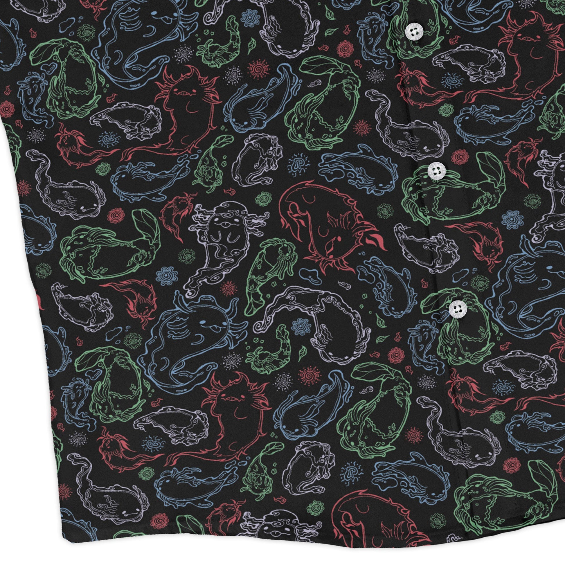 Axolotl avatar state Long Sleeve Button Up Shirt Geek Nerd adult sizing anime Design by Ardi Tong
