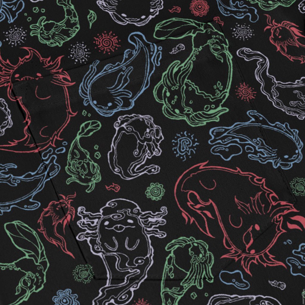 Axolotl avatar state Long Sleeve Button Up Shirt Geek Nerd adult sizing anime Design by Ardi Tong
