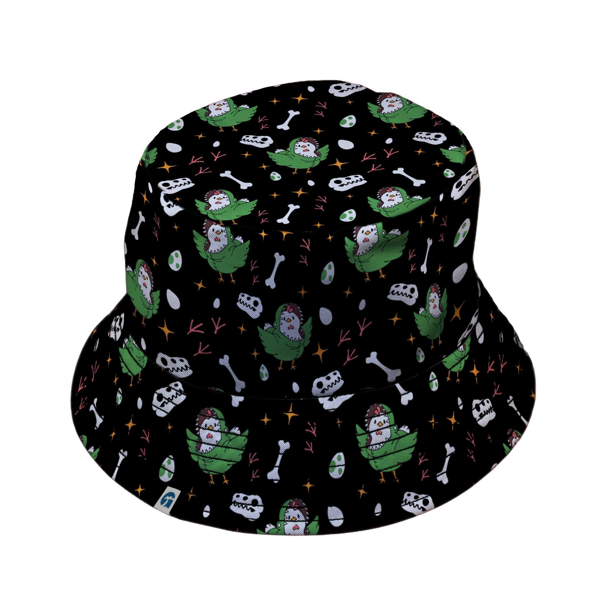 Chickenossauro Rex Bucket Hat Geek Nerd Design by Tobe Fonseca dinosaur print lx - B