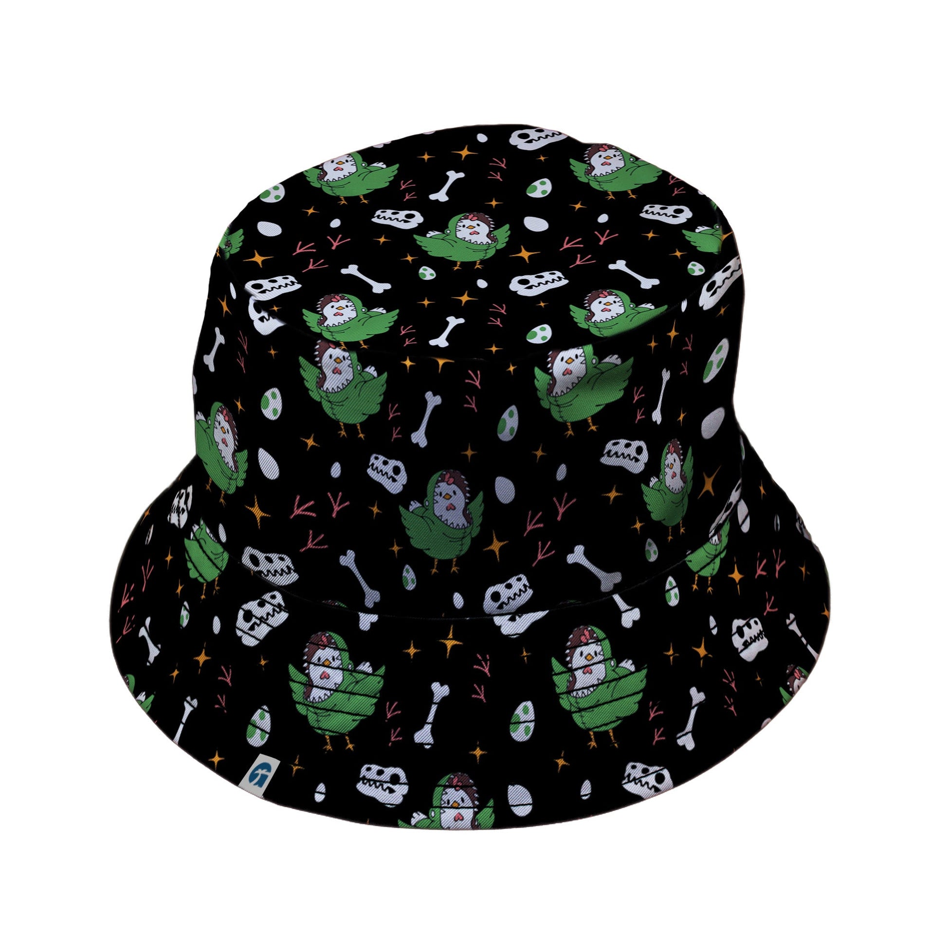 Chickenossauro Rex Bucket Hat Geek Nerd Design by Tobe Fonseca dinosaur print lx - B