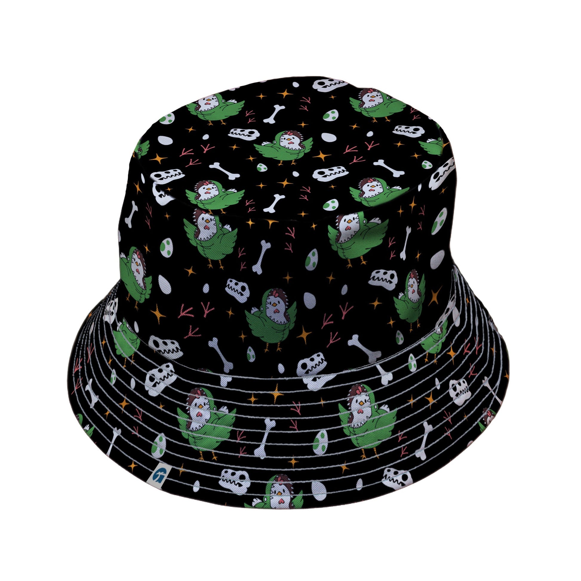 Chickenossauro Rex Bucket Hat Geek Nerd Design by Tobe Fonseca dinosaur print lx - B