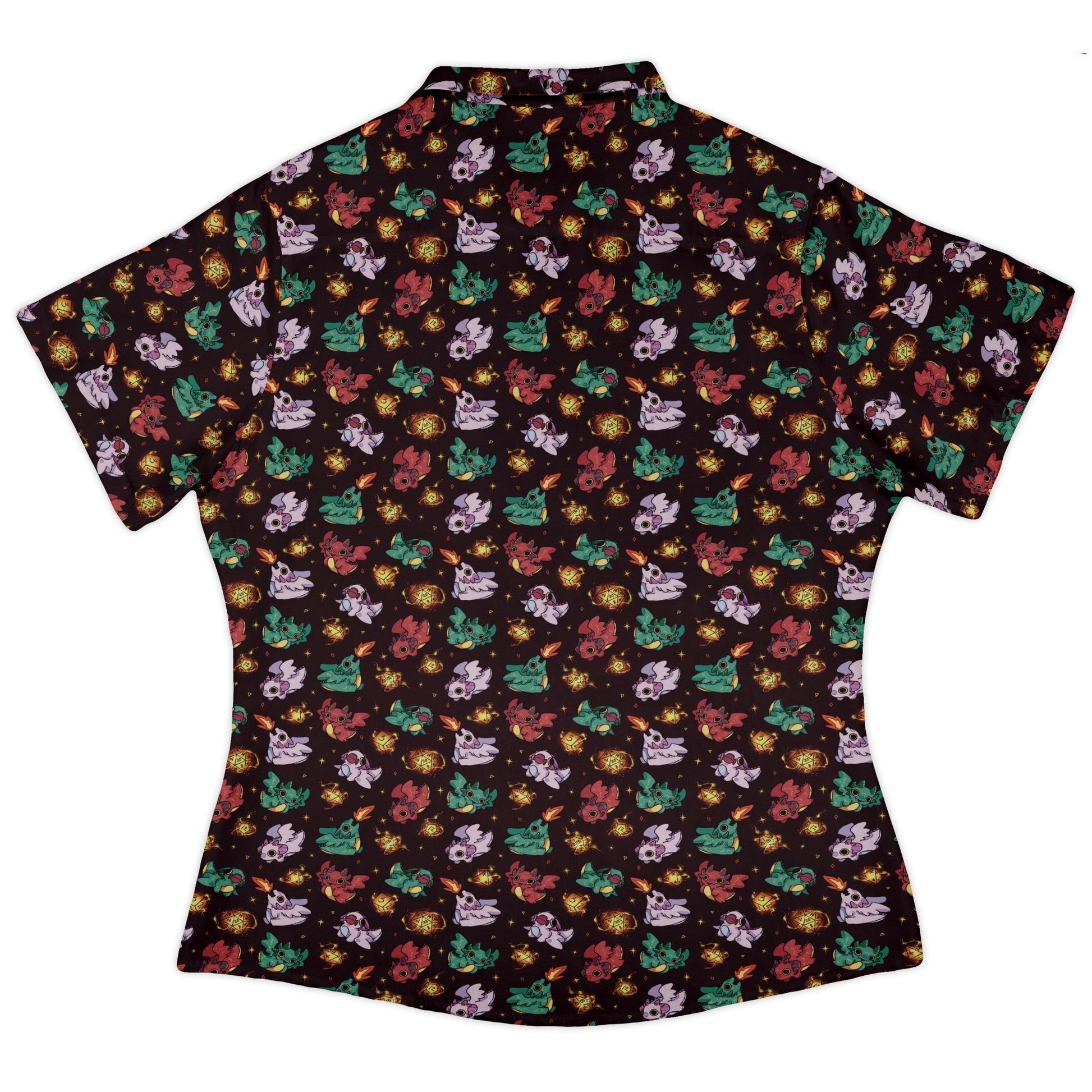 Baby Dragon Familiars Curvy Button Up Shirt Geek Nerd Design by Ardi Tong dnd & rpg print q225