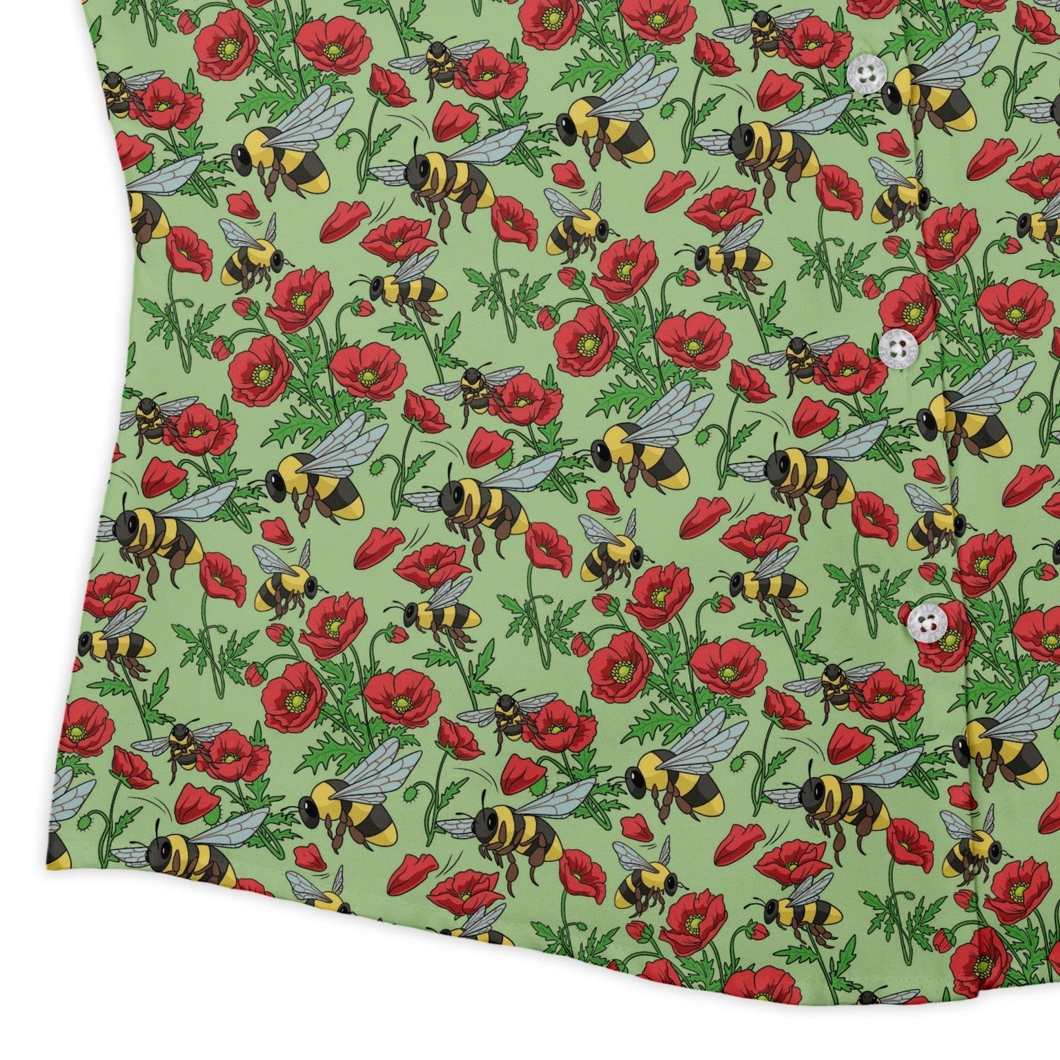 Bee - autiful Garden Curvy Button Up Shirt Geek Nerd botany print Design by Julie Kitzes q225
