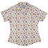 Board Game Objects Meeples White Curvy Button Up Shirt Geek Nerd board game print women