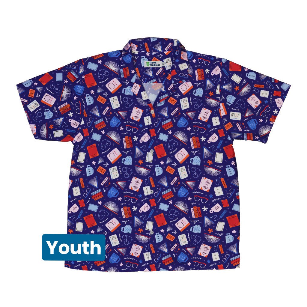 Book Nerd Youth Hawaiian Shirt Geek Nerd book prints Design by Zirkus Design q225