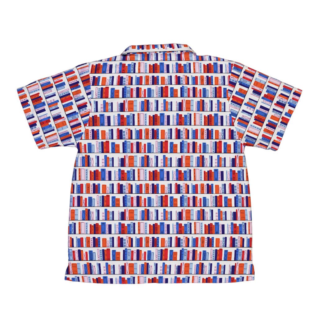 Book Shelf Youth Hawaiian Shirt Geek Nerd book prints Design by Zirkus Design q225