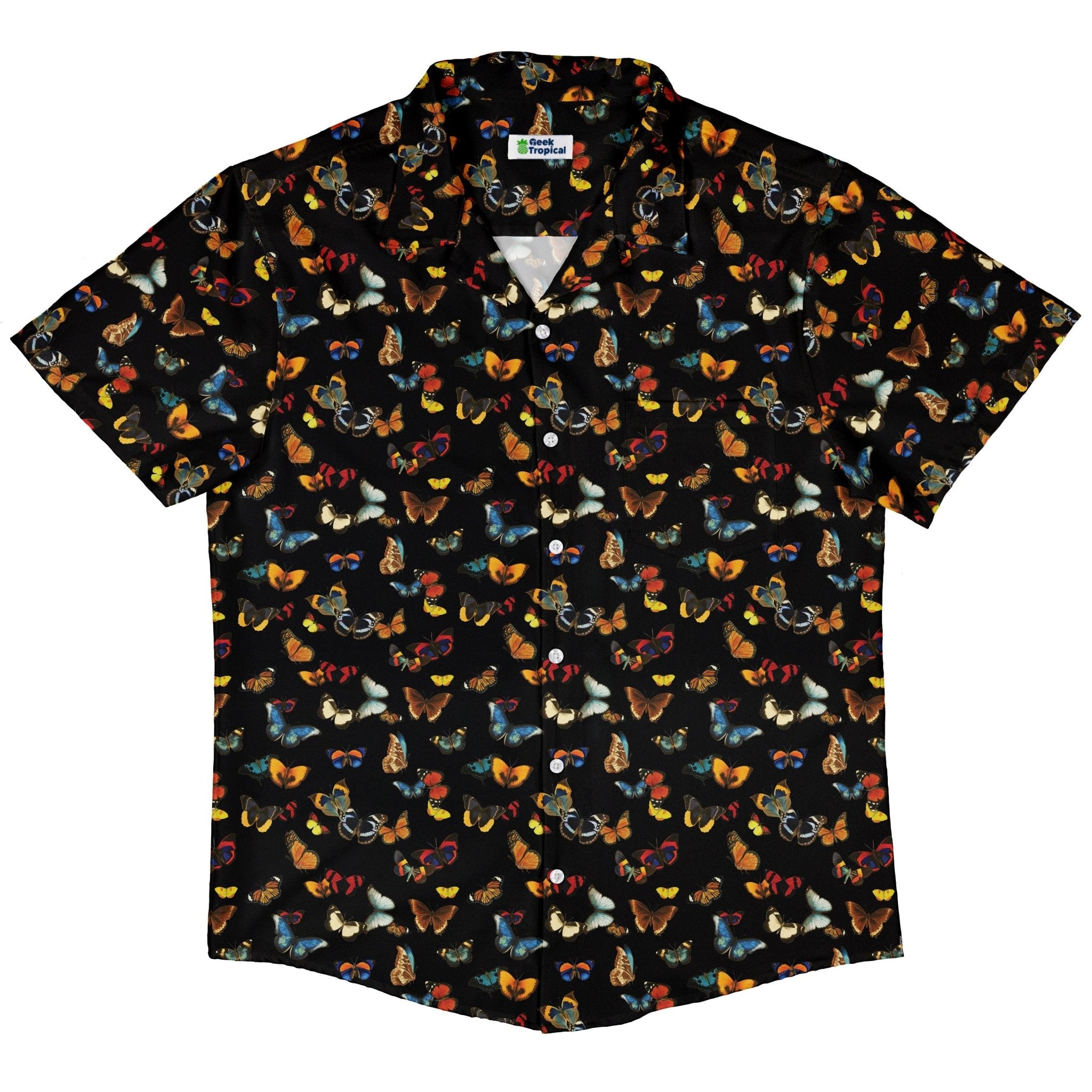 Butterfly Spring Button Up Shirt Geek Nerd 0925 adult sizing All Adult Button Up Shirts