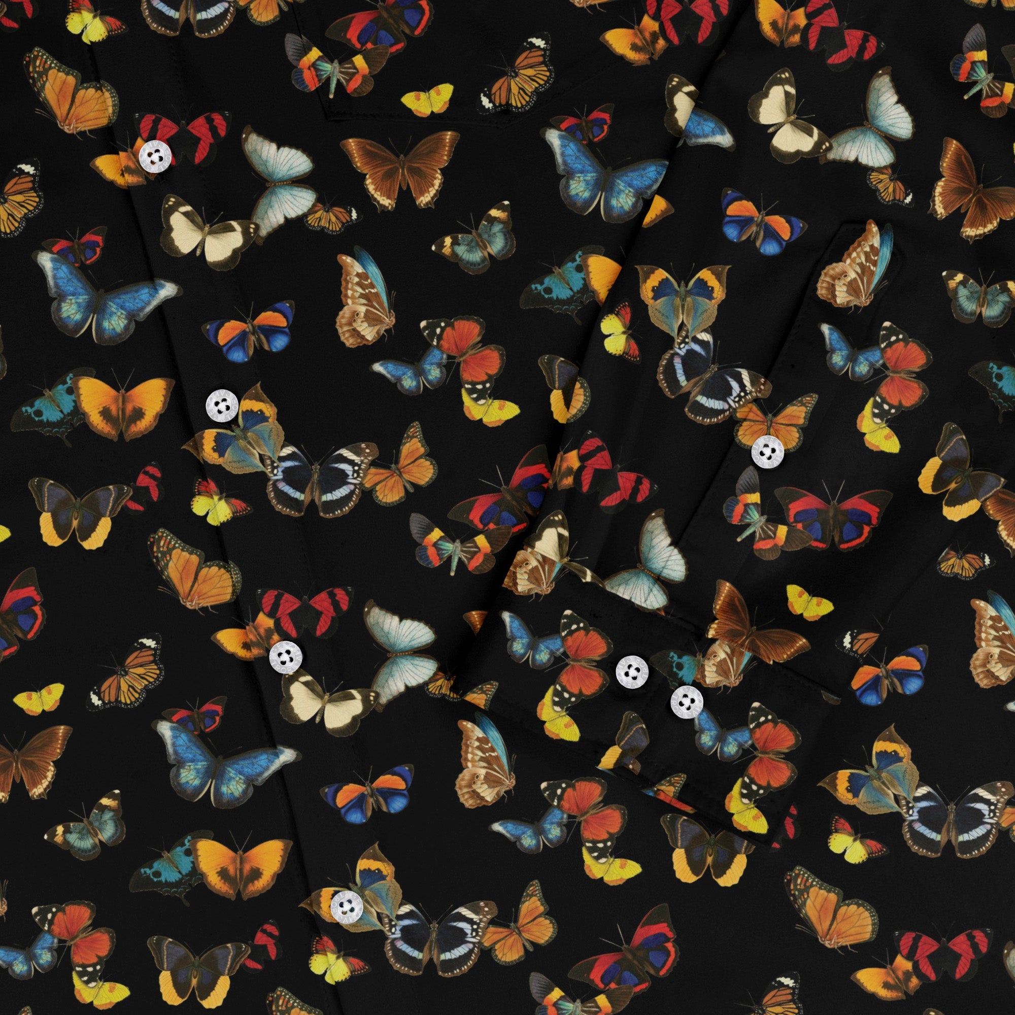 Butterfly Spring Long Sleeve Button Up Shirt Geek Nerd 0925 adult sizing All Adult Button Up Shirts