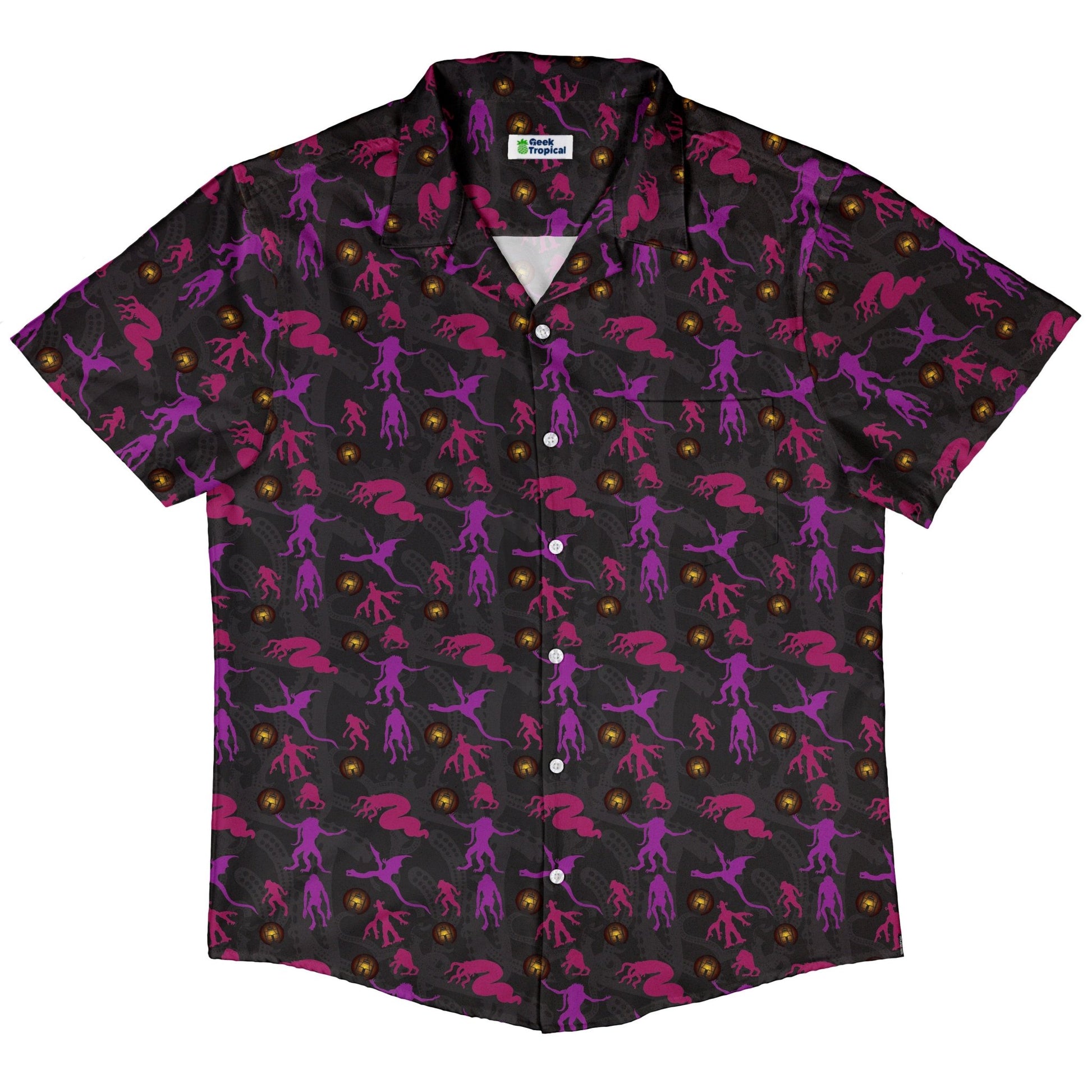 Call of Cthulhu Button Up Shirt Geek Nerd adult sizing Design by Heather Davenport Fantasy Prints