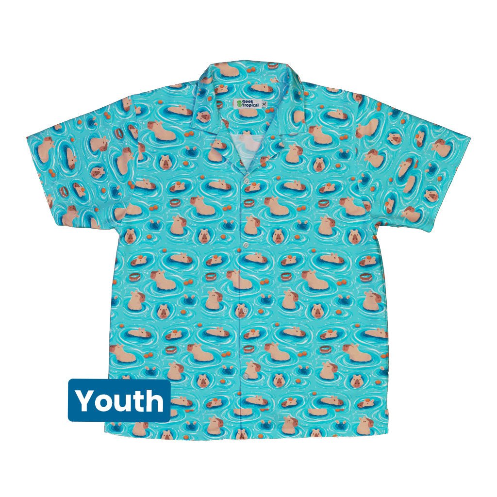Capybara Springs Youth Hawaiian Shirt Geek Nerd 0925 Animal Patterns Botany Print
