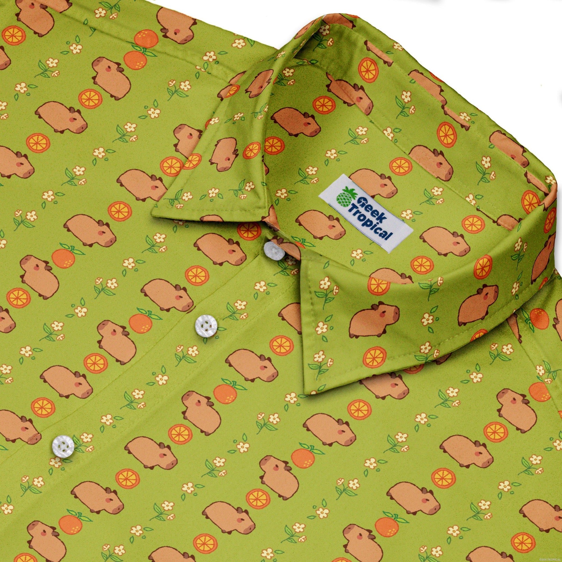 Capybaras Button Up Shirt Geek Nerd adult sizing animal patterns Design by Ardi Tong