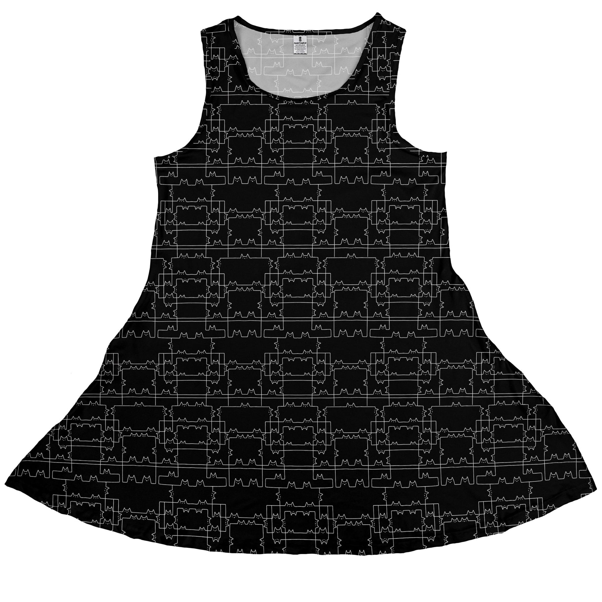 Cat Geometric Cubism Dress Geek Nerd 0925 Animal Patterns Design by Tobe Fonseca