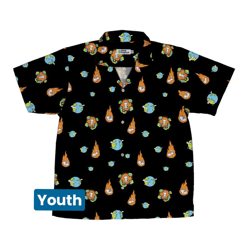 Cat Meteor Shower Space Youth Hawaiian Shirt - Animal Patterns - Design by Tobe Fonseca - Funny Prints