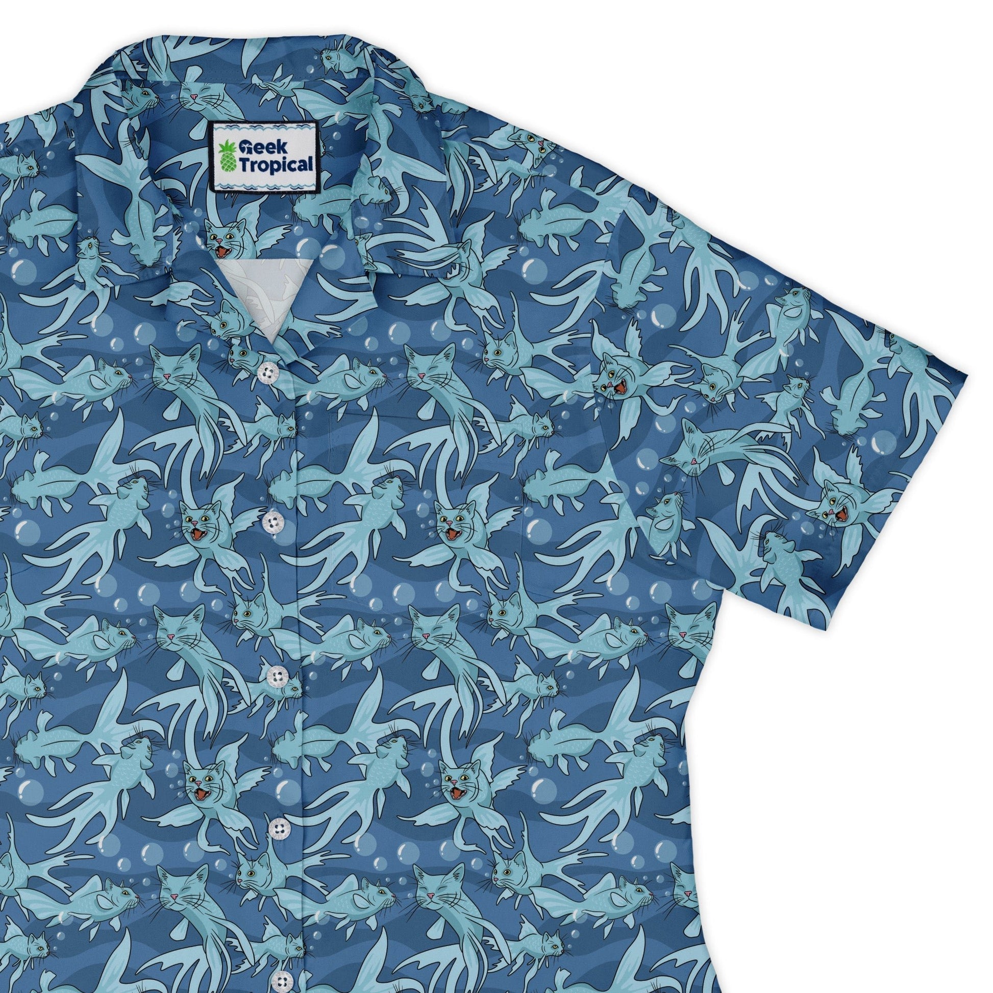 CatFish Curvy Button Up Shirt Geek Nerd animal patterns Design by Julie Kitzes marine biology