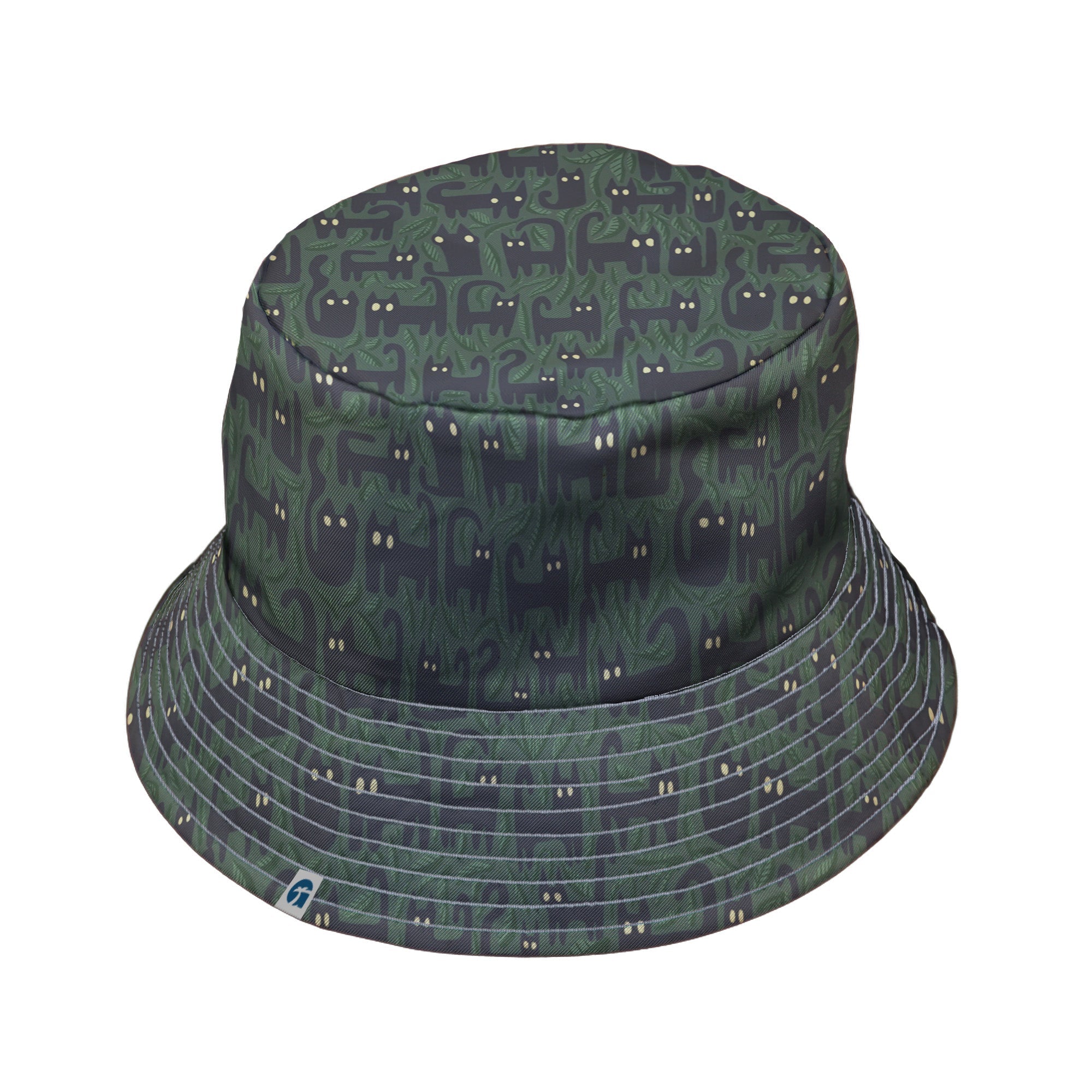 Cats in the Leaves Bucket Hat Geek Nerd botany print Design by Heather Davenport lx - B