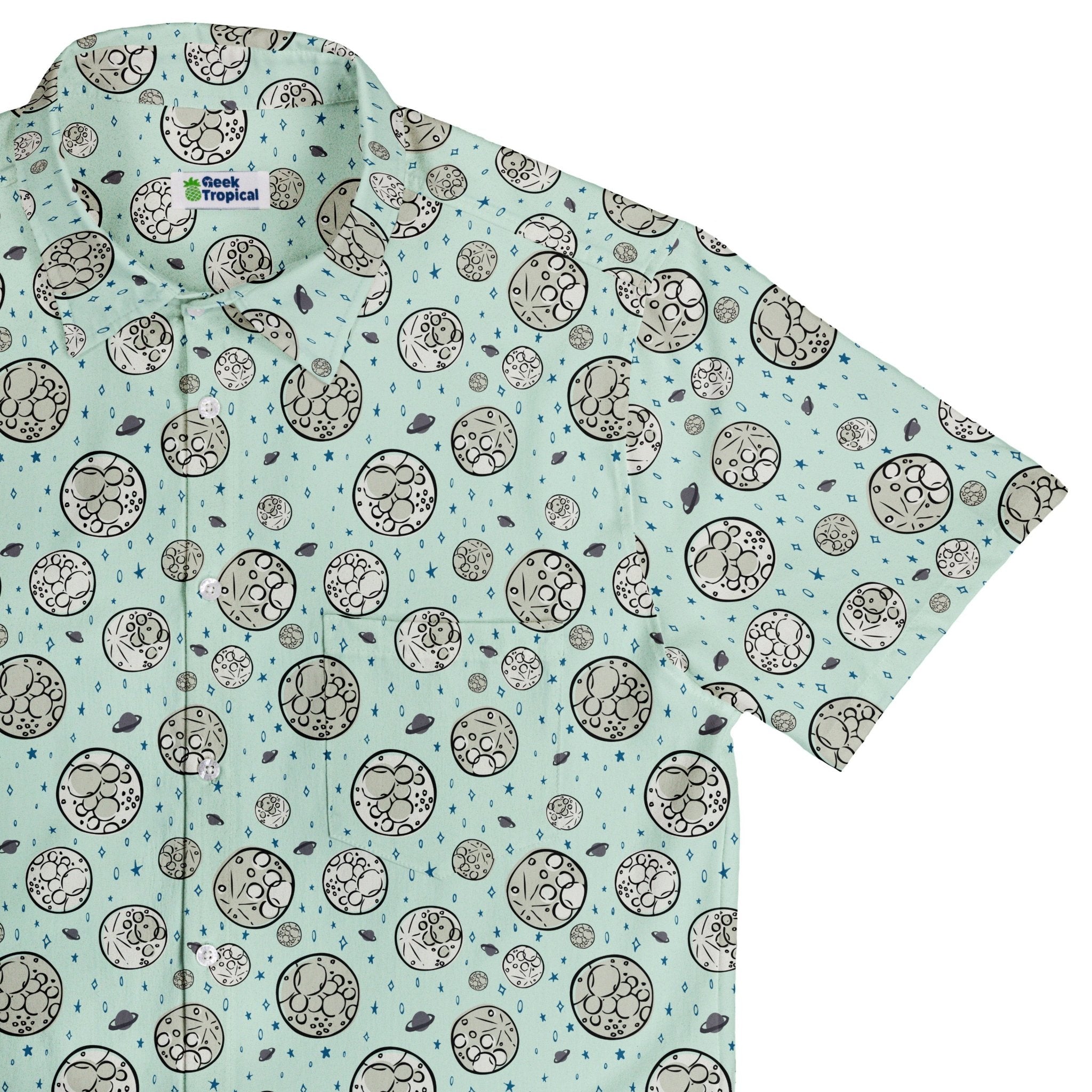 Cheesy Moon Button Up Shirt Geek Nerd adult sizing Design by Zirkus Design funny prints