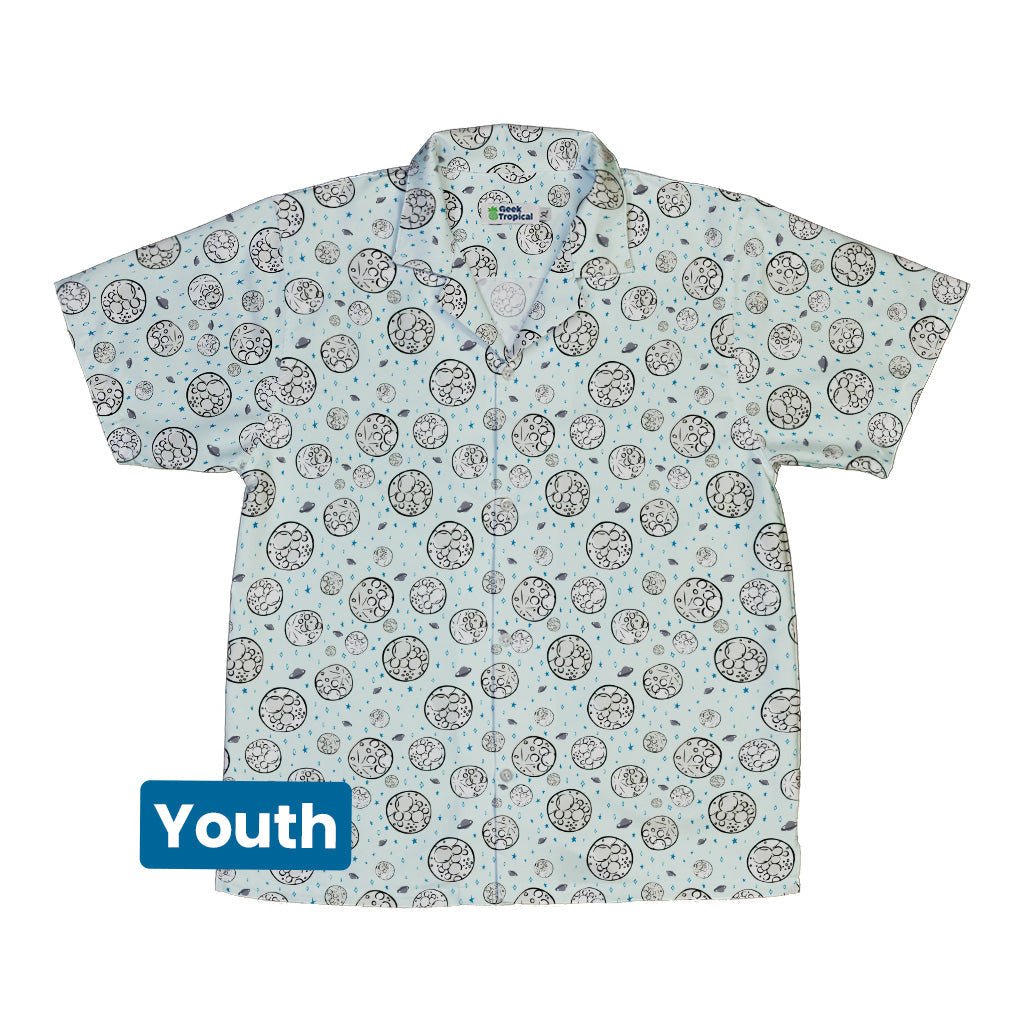Cheesy Moon Youth Hawaiian Shirt Geek Nerd Design by Zirkus Design funny prints outer space & astronaut print