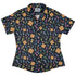 Chess Colorful Pieces Board Blue Curvy Button Up Shirt Geek Nerd board game print women