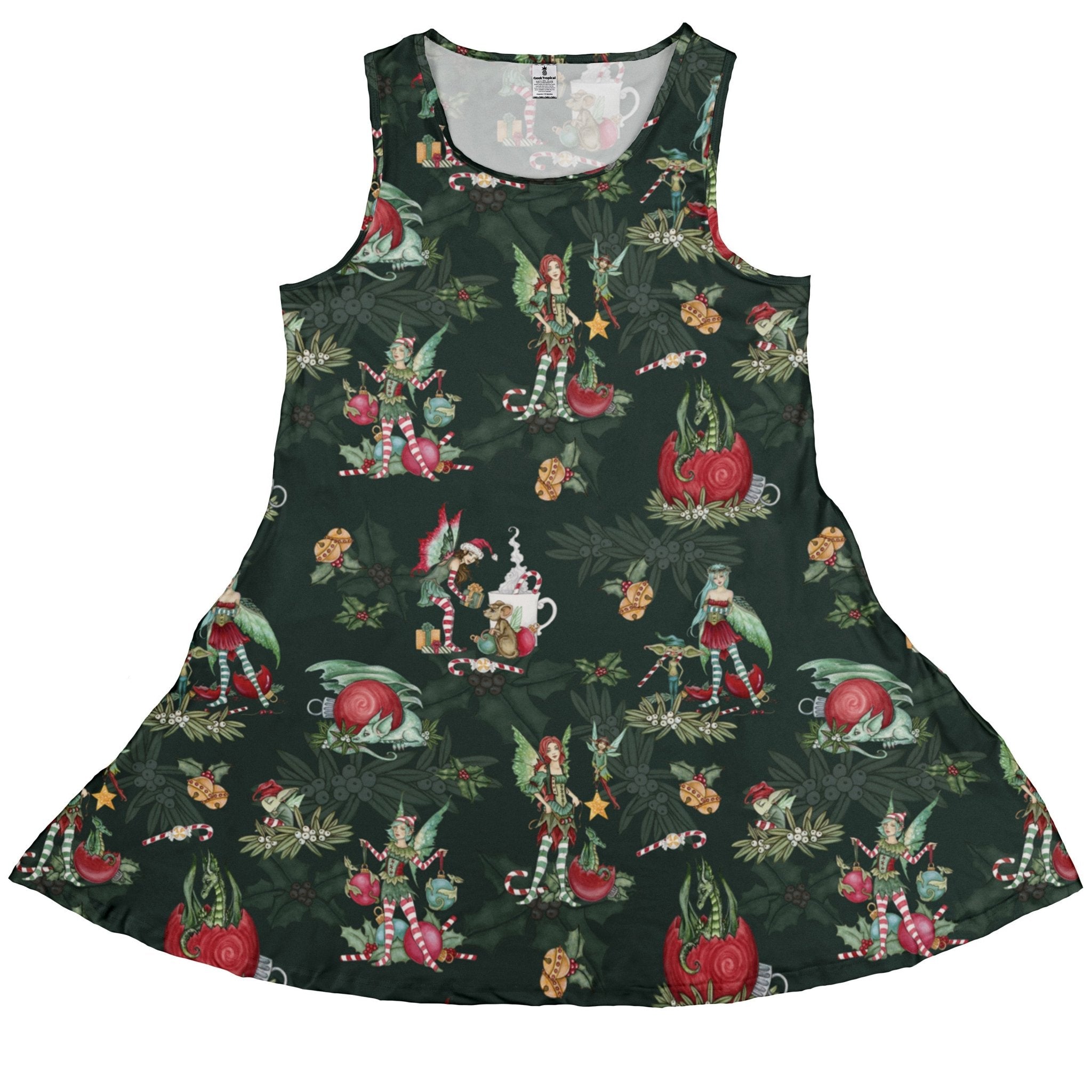 Christmas Time with Fantasy Creatures Sleeveless Dress Christmas Time with Fantasy Creatures Sleeveless Dress