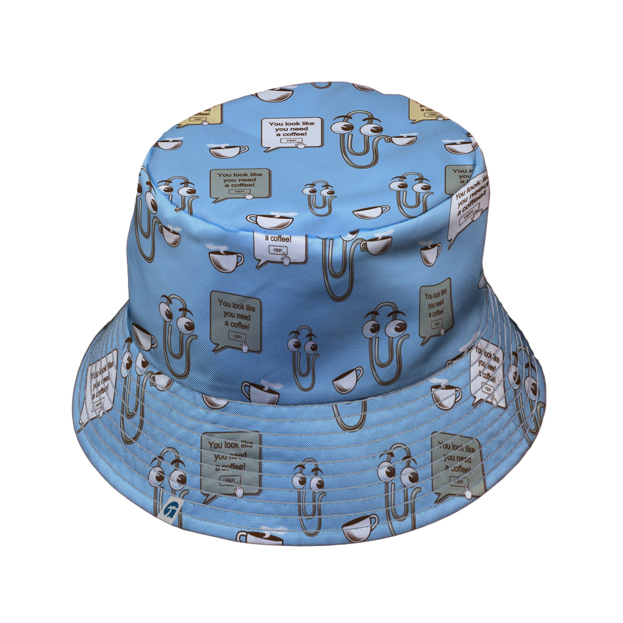 Clippy Coffee Bucket Hat Geek Nerd 0925 computer print Design by Tobe Fonseca