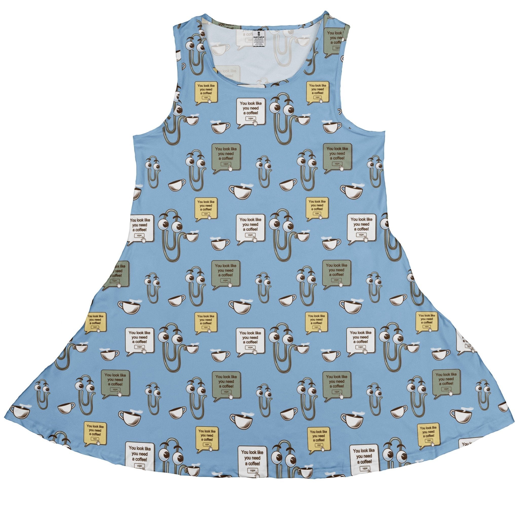 Clippy Coffee Dress Geek Nerd 0925 computer print Design by Tobe Fonseca