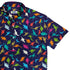 Colorful Dinosaur Silhouettes Navy Button Up Shirt - adult sizing - dinosaur print - Simple Patterns