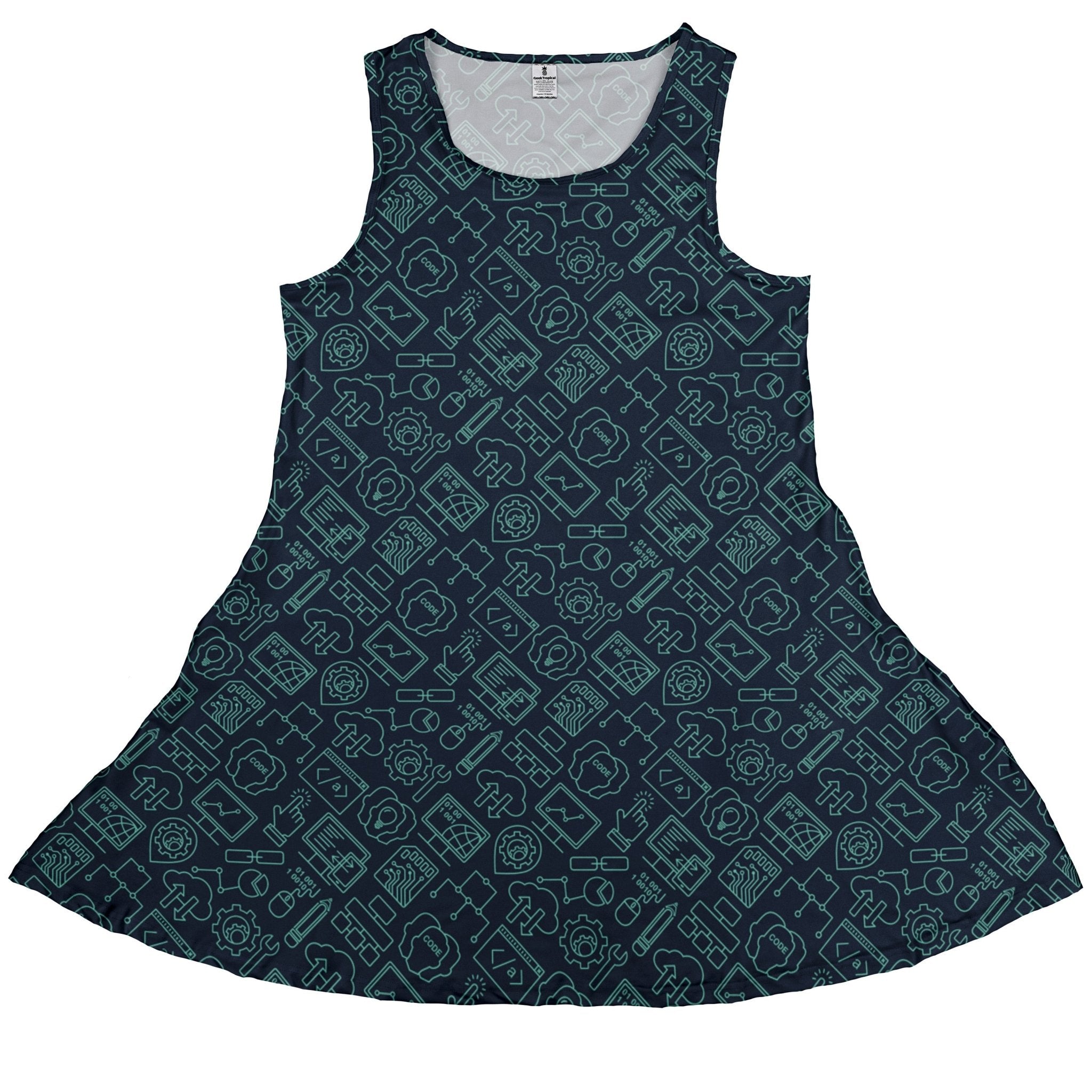 Computer Internet Technology Sleeveless Dress