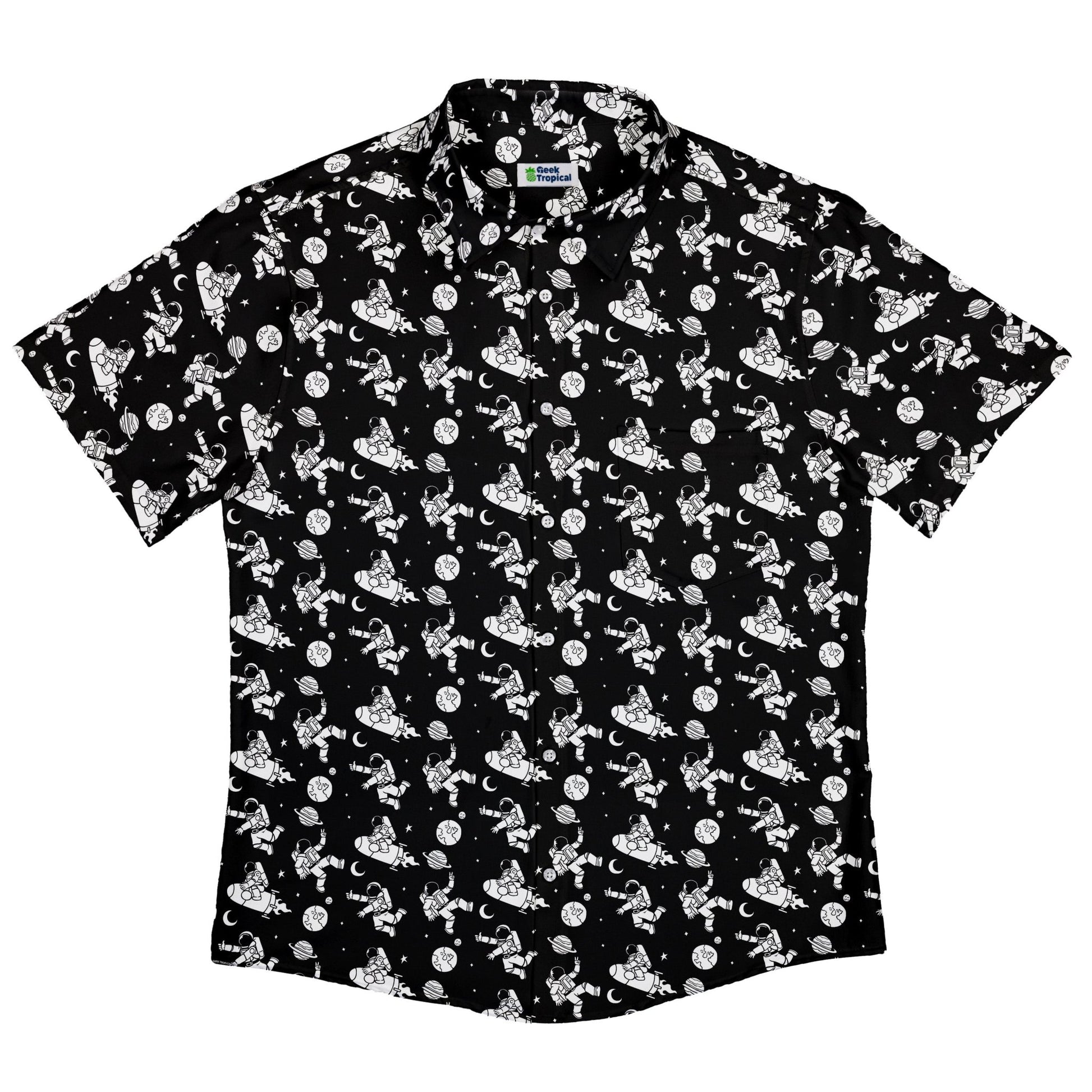 Cosmic Explorers Space Button Up Shirt - adult sizing - Design by Tobe Fonseca - outer space & astronaut print