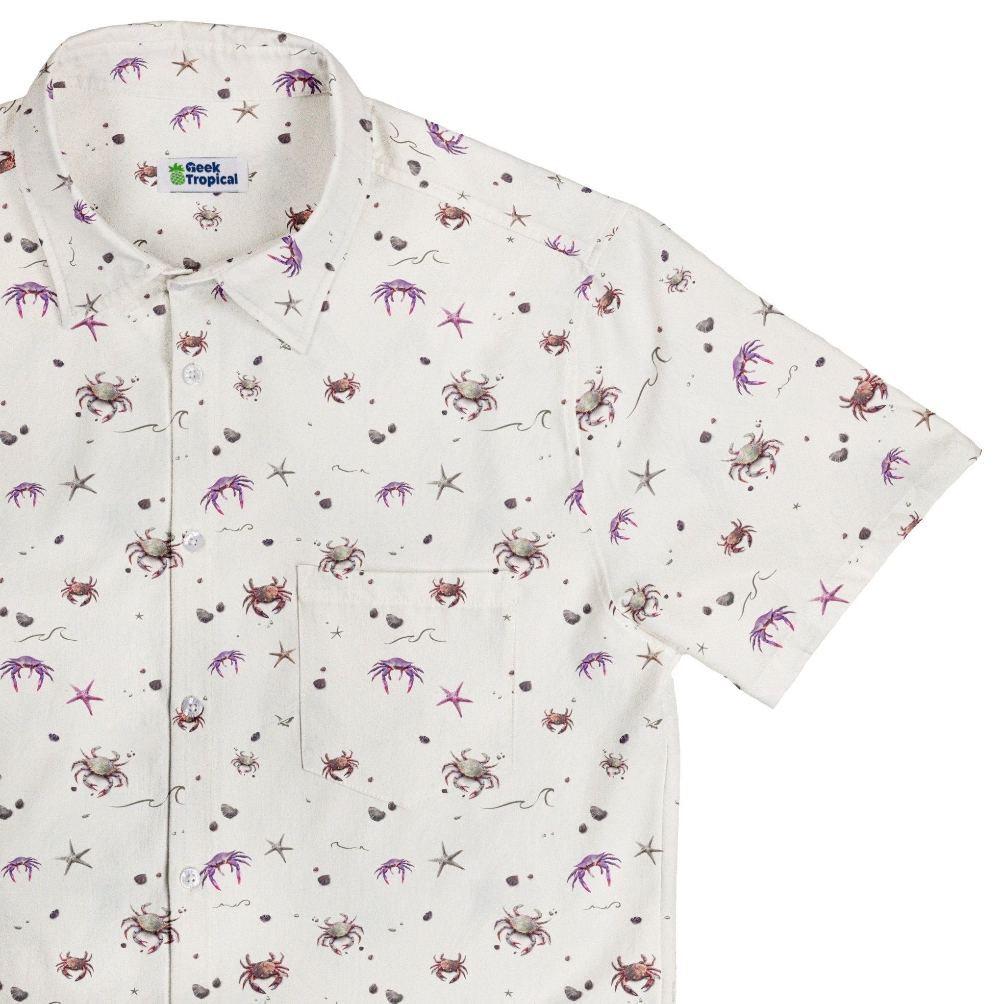 crab dress shirt Le Crab Hand embroidered Half Sleeves Shirt for Men by Perte d'ego