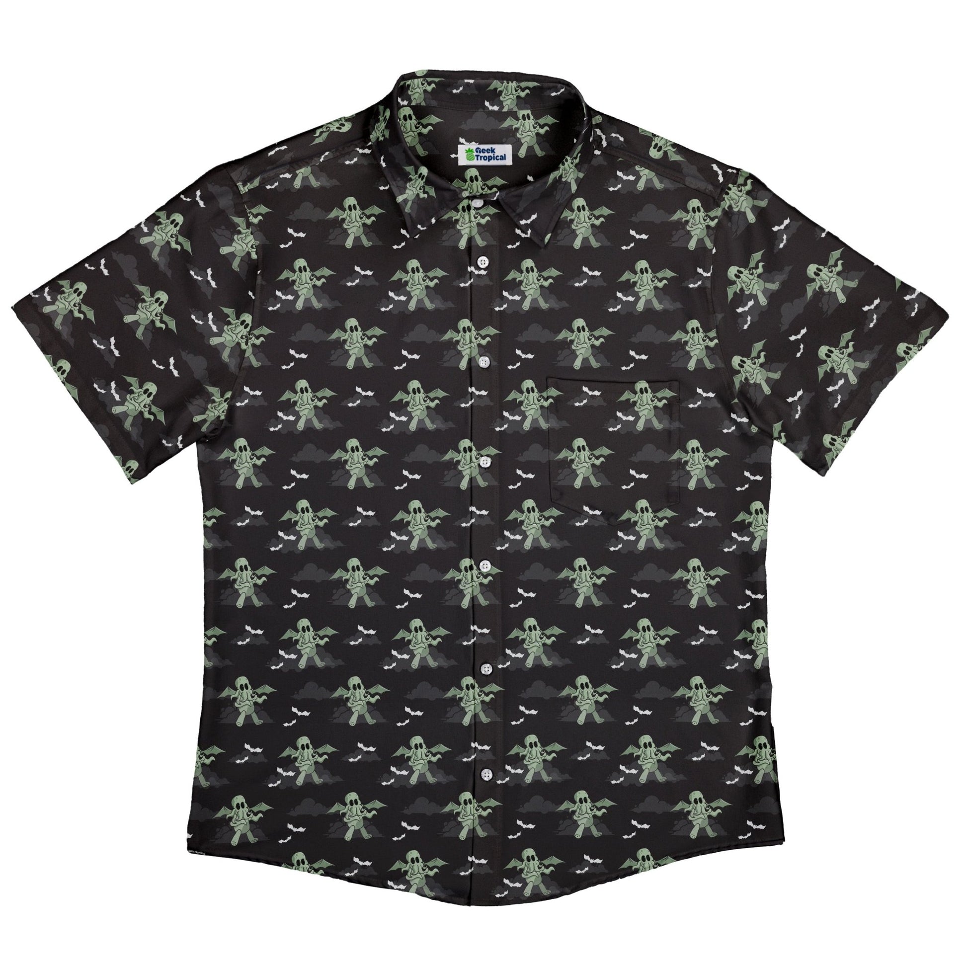 Cthlhu fog Button Up Shirt Geek Nerd adult sizing Fantasy Prints halloween