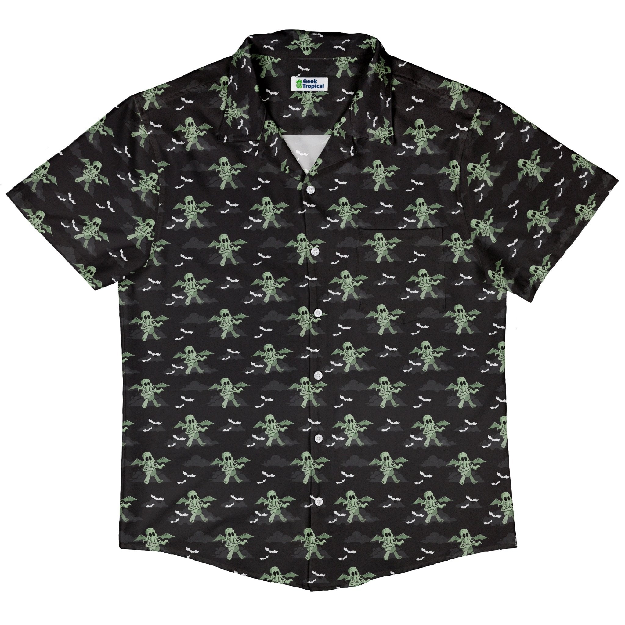 Cthlhu fog Button Up Shirt Geek Nerd adult sizing Fantasy Prints halloween