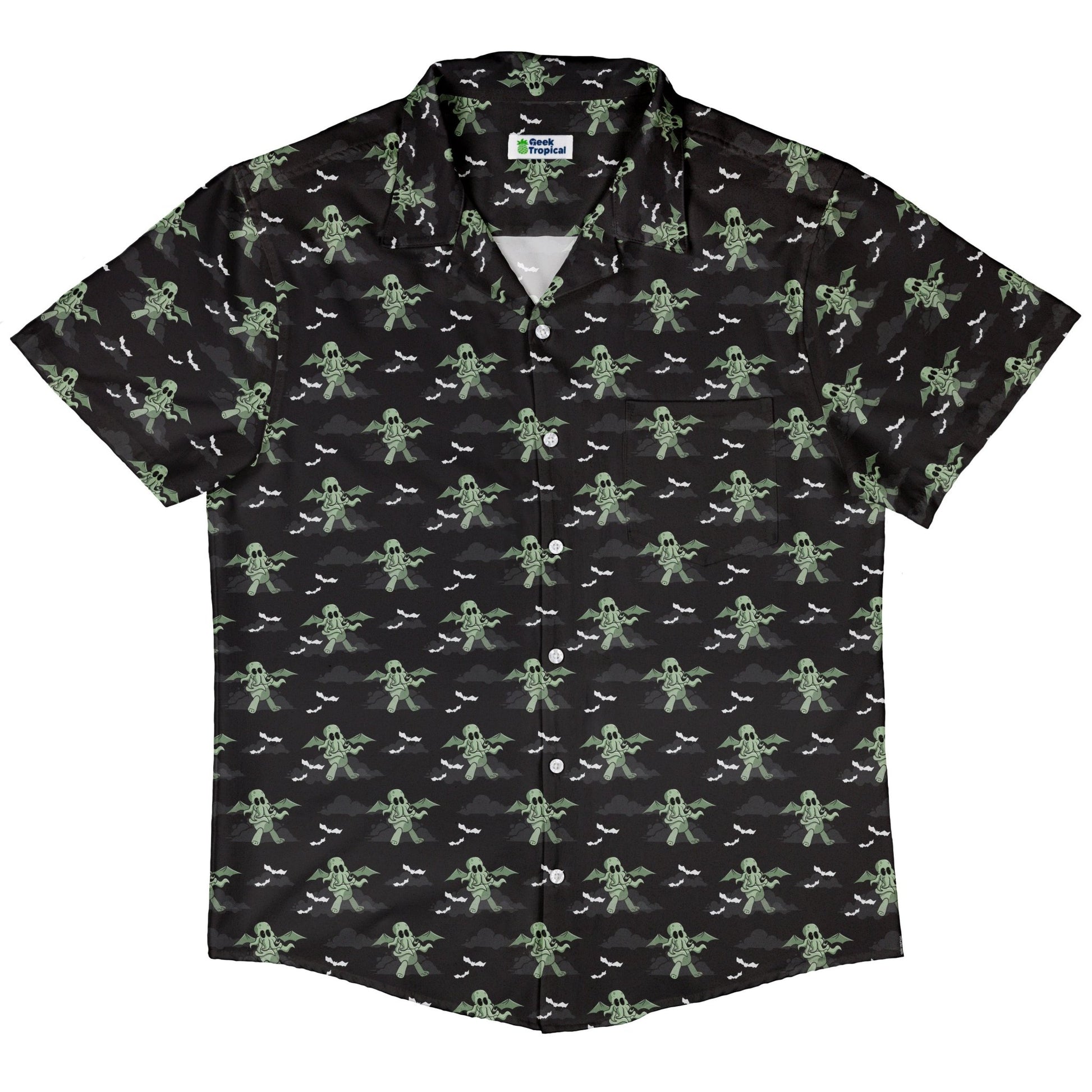 Cthlhu fog Button Up Shirt Geek Nerd adult sizing Fantasy Prints halloween
