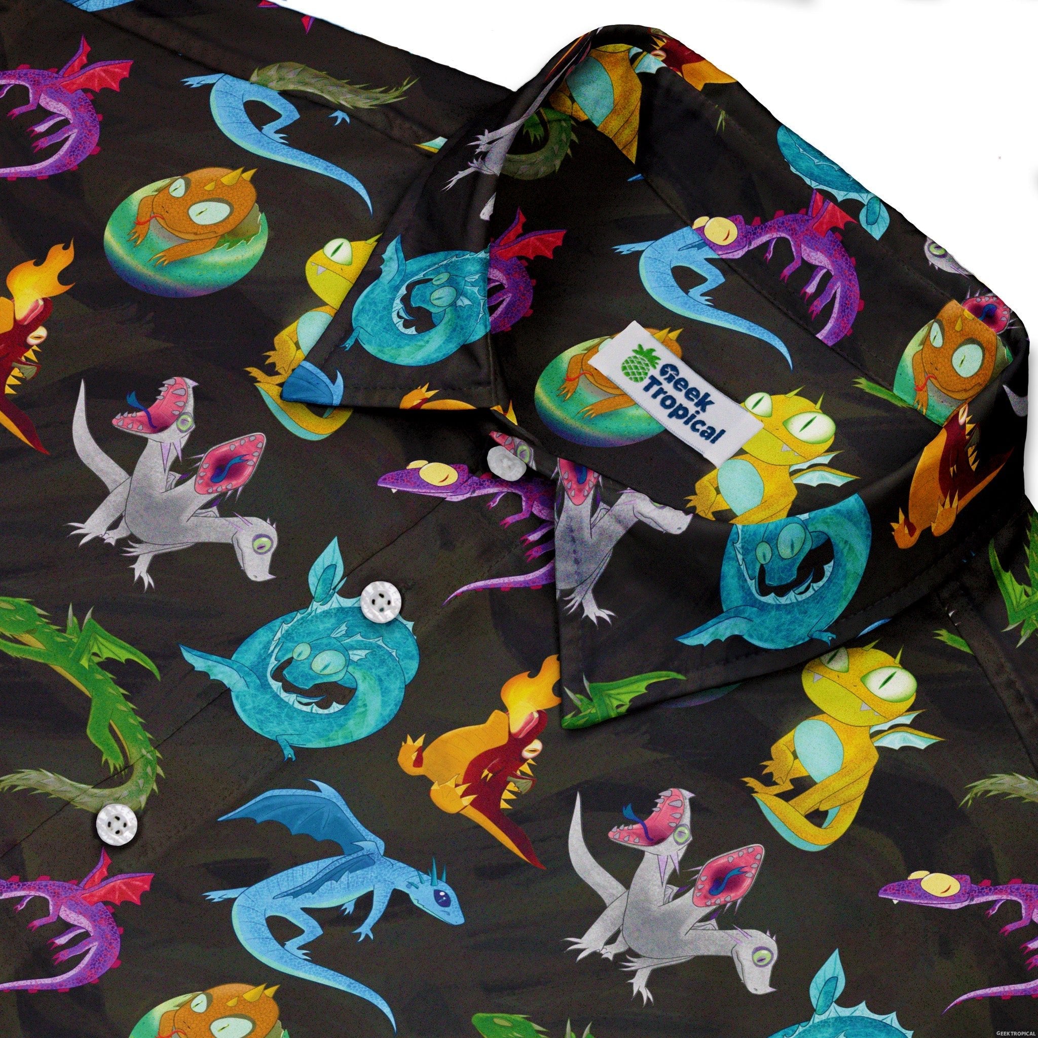 Cute Baby Dragons Button Up Shirt - adult sizing - Animal Patterns - Designs by Nathan