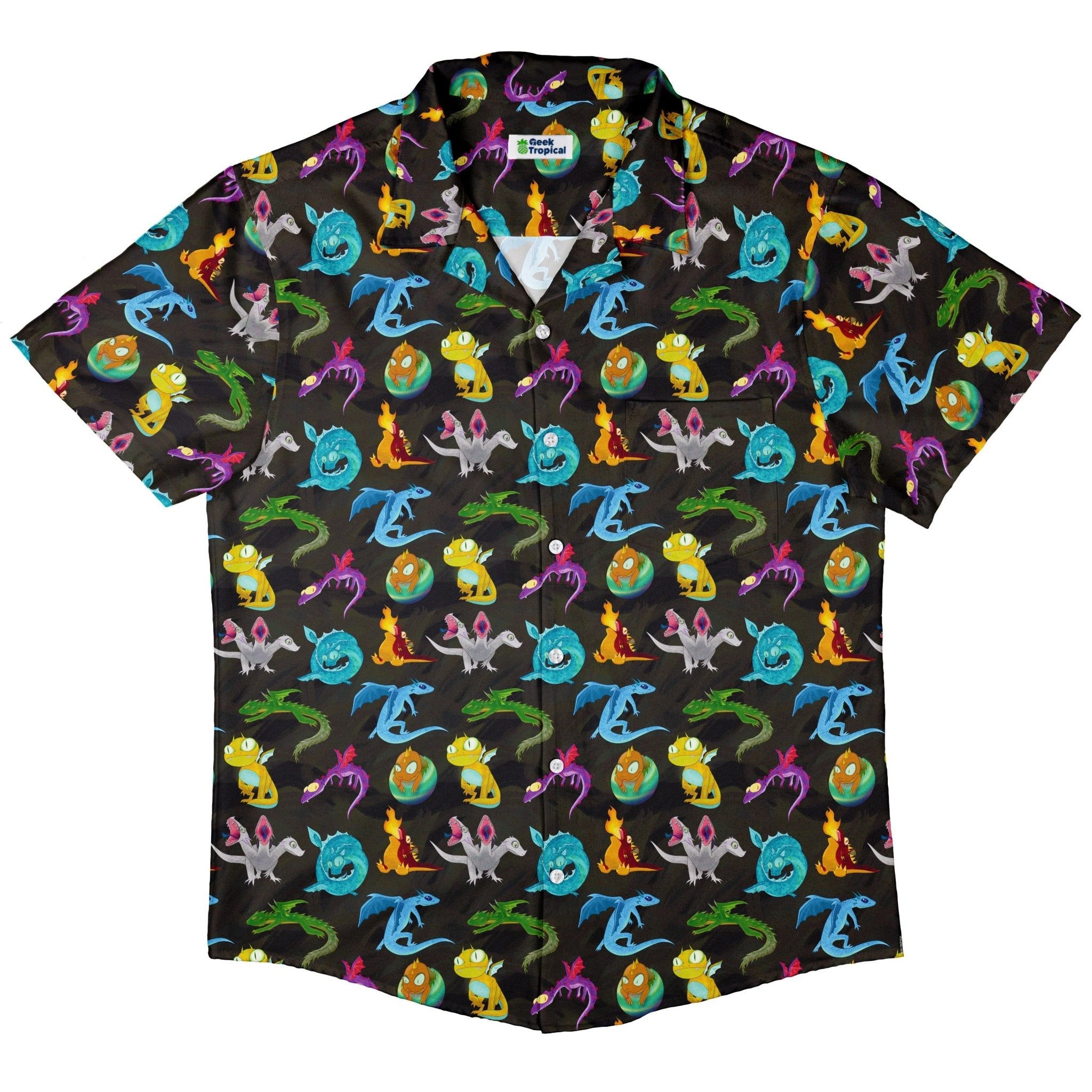 Cute Baby Dragons Button Up Shirt - adult sizing - Animal Patterns - Designs by Nathan