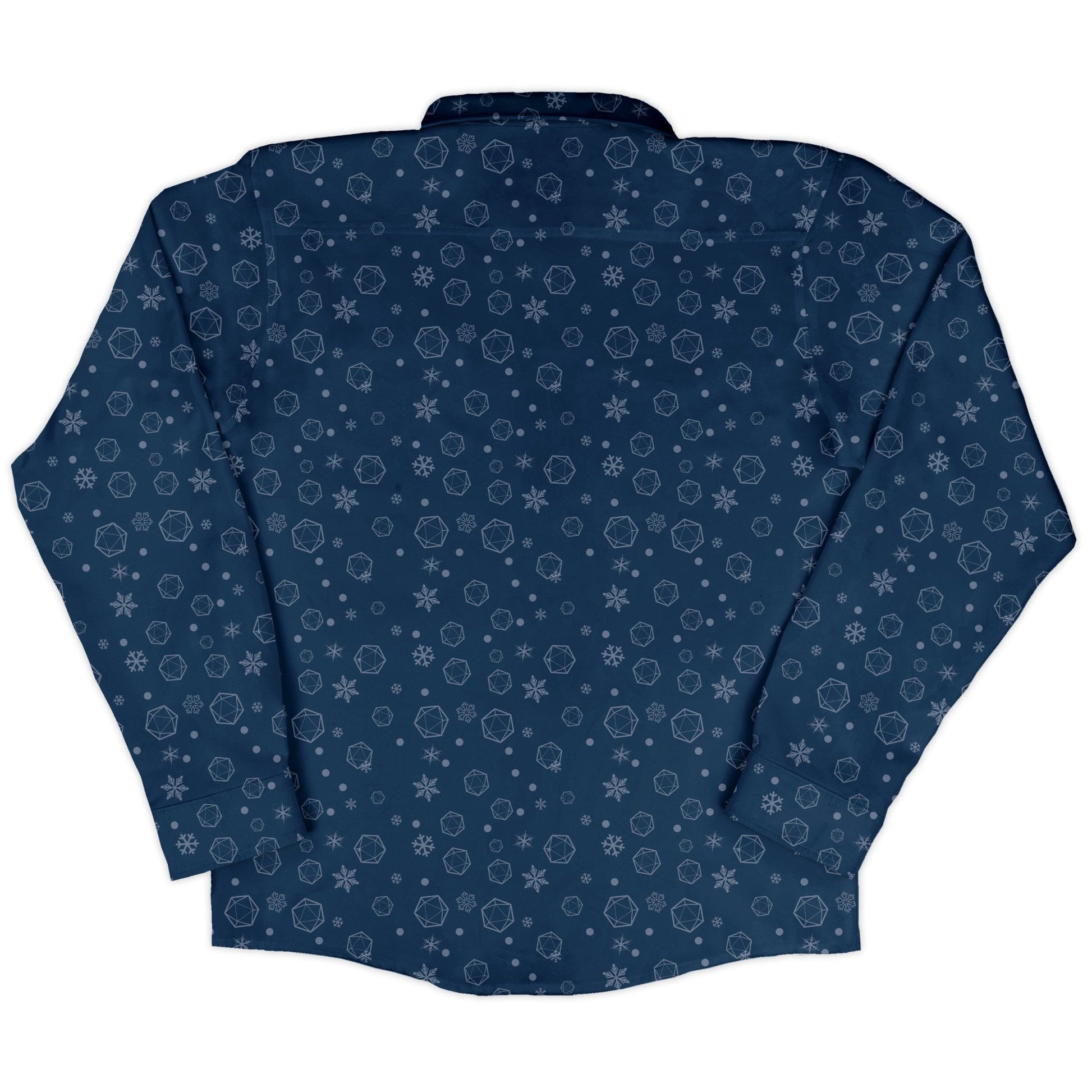DND Dice Snowflakes Long Sleeve Button Up Shirt Geek Nerd adult sizing Christmas Print dnd & rpg print