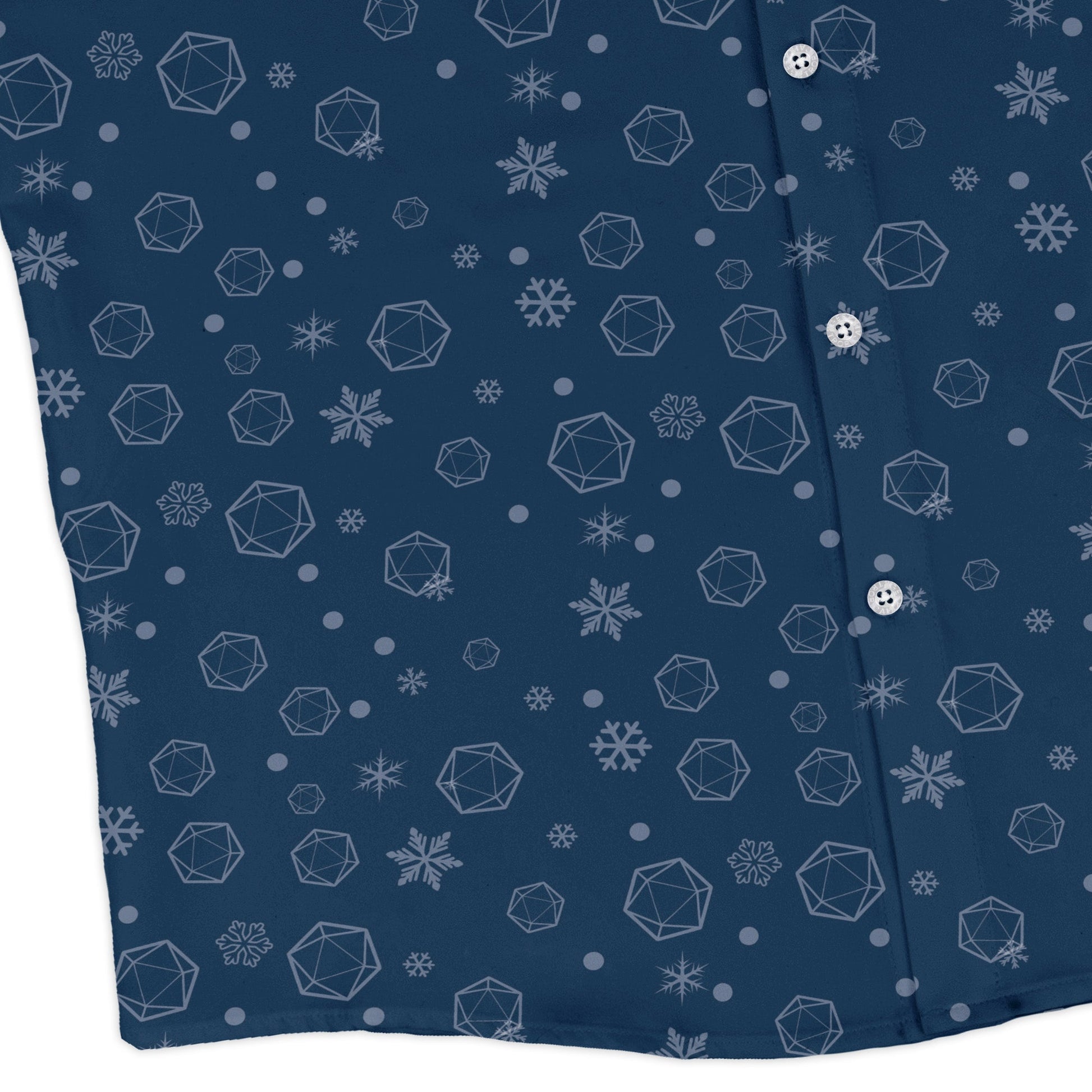 DND Dice Snowflakes Long Sleeve Button Up Shirt Geek Nerd adult sizing Christmas Print dnd & rpg print